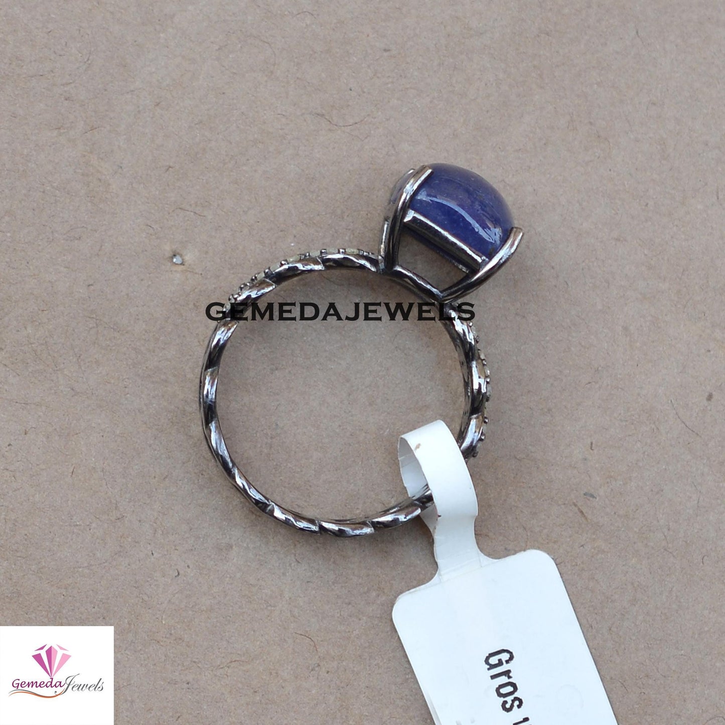 Stunning Tanzanite Ring, Pave Diamond Fix Link Chian Ring, 925 Silver Jewelry, Rhodium Plated Ring, Gemstone Diamond Jewelry, Gift For Her