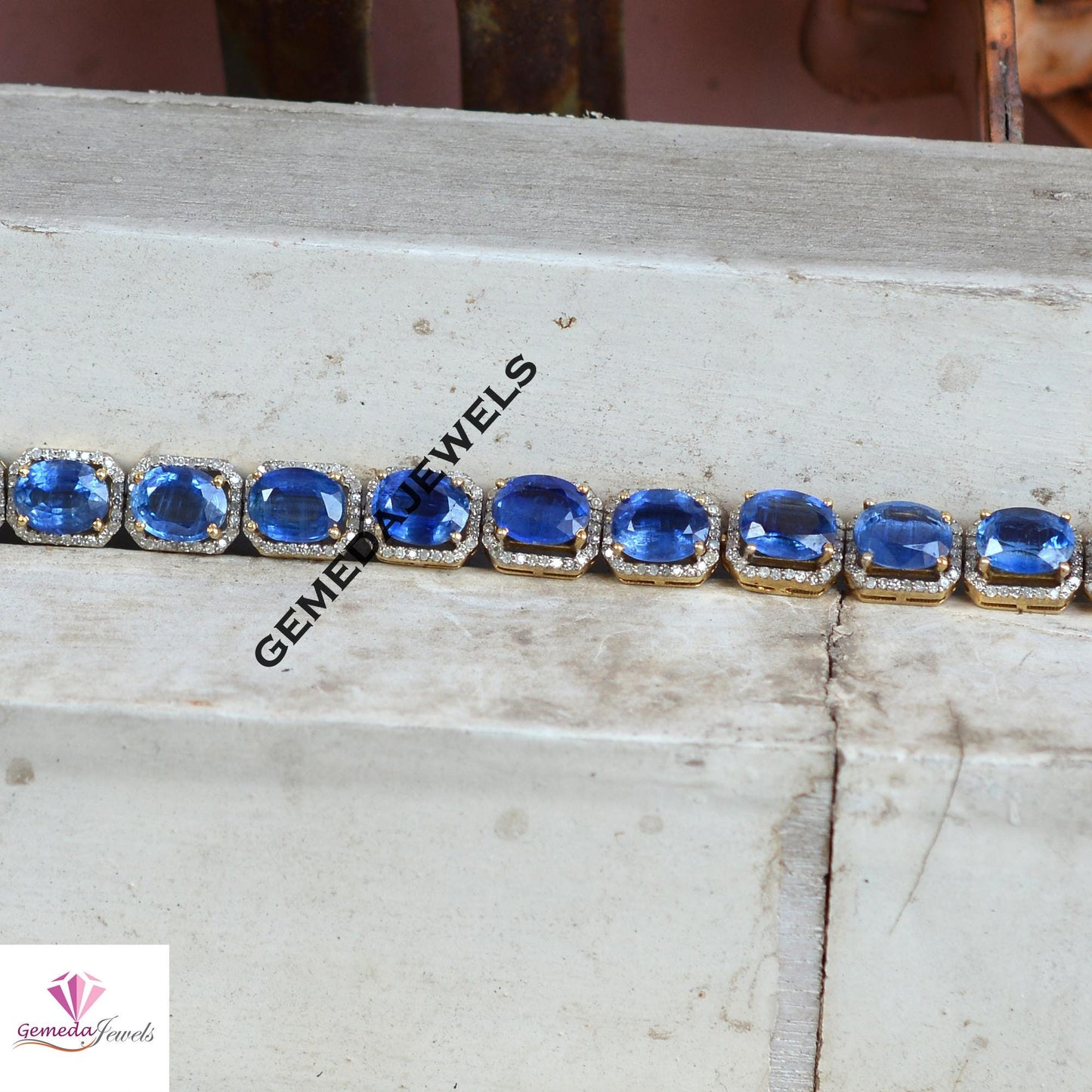 Sparkling Sapphire Bracelet, Solid 925 Silver Jewelry, Pave Diamond Bracelet, Gold Plated Jewelry, Gemstone Bracelet Jewelry, Gift For Her