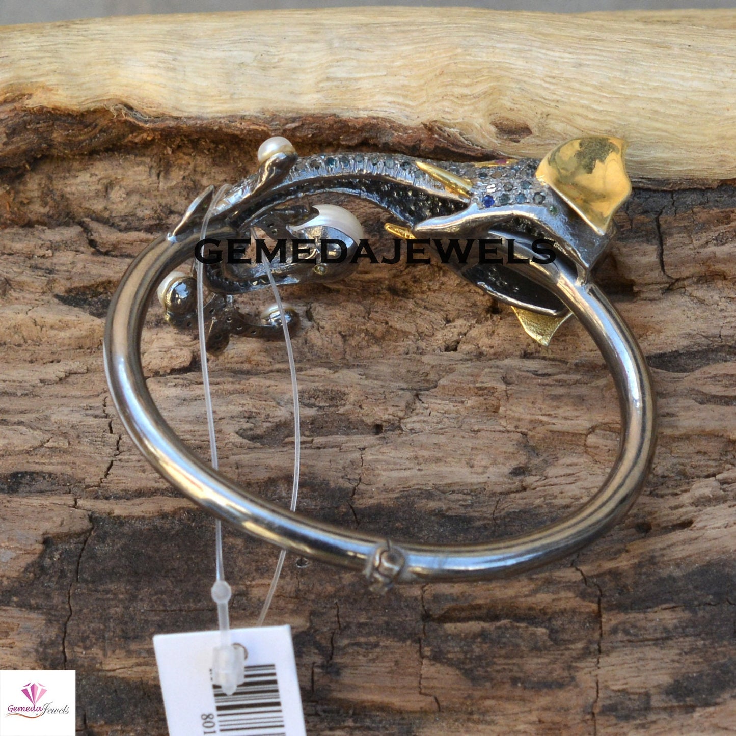 Blue Diamond Bangle, Pearl Bangle Bracelet, Elephant Bangle Bracelet, Pave Diamond Jewelry, Adjustable Bangle Bracelet, 925 Silver Jewelry