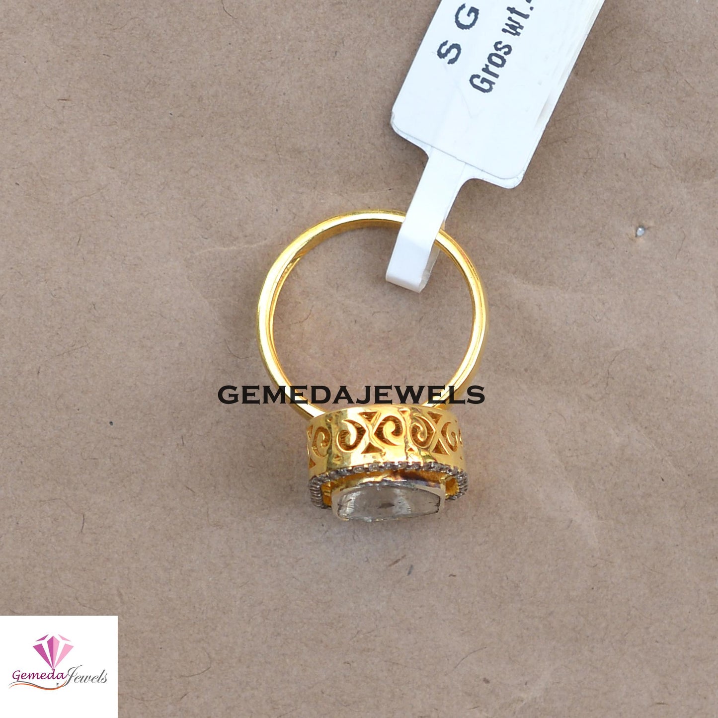 Classic Polki Diamond Ring, 925 Sterling Silver Jewelry, 14k Gold Plated Ring, Pave Diamond Ring, Diamond Jewellery, Valentine's Day Gift