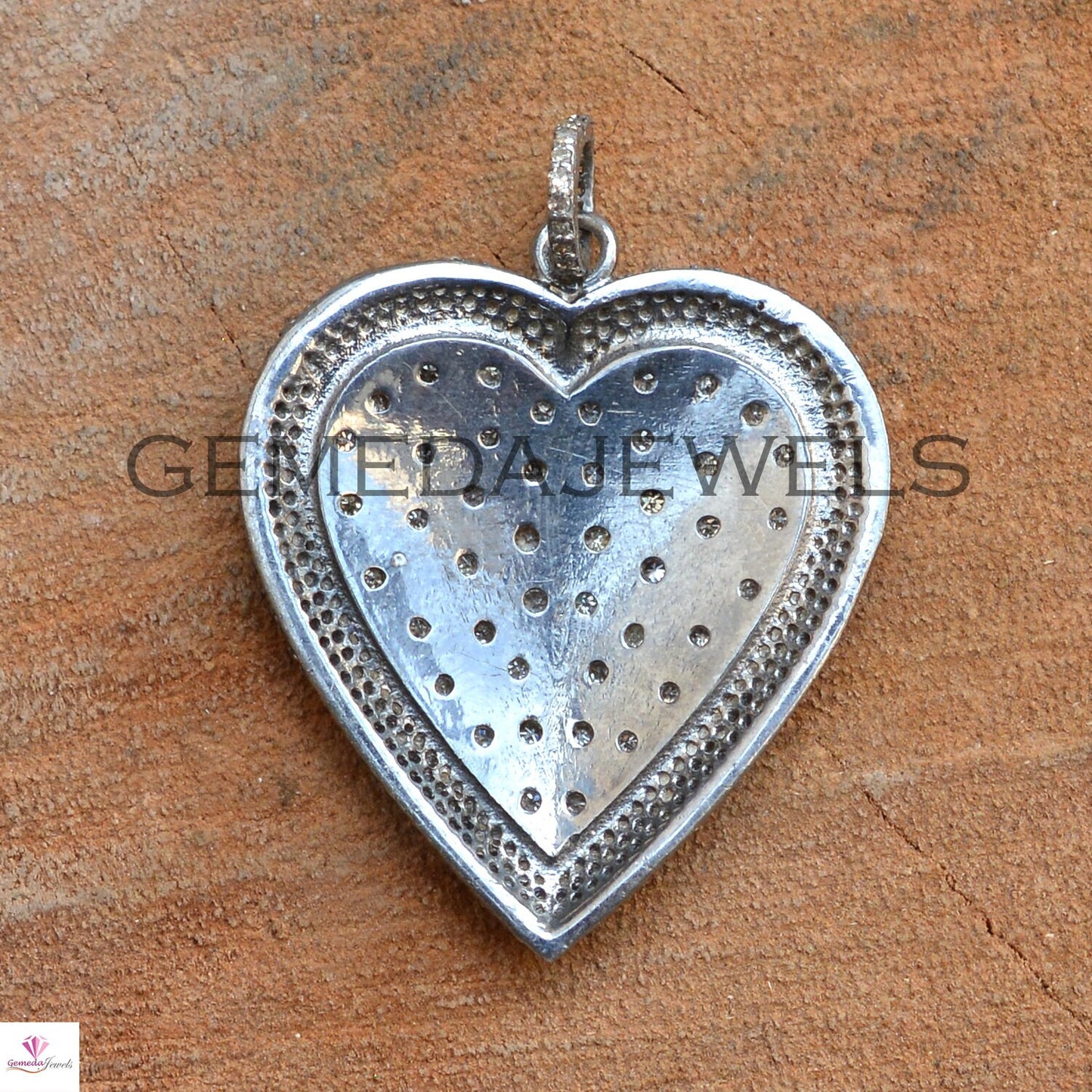 Sale!! 16" Link Chain Necklace, Pave Diamond Pendant, 925 Sterling Silver, Diamond Heart Pendant, Silver Heart Pendant Jewelry, Gift For Her