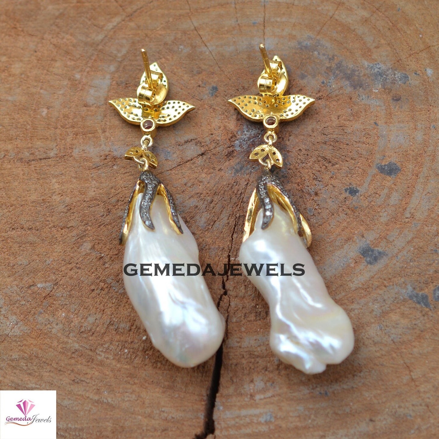 Freshwater Pearl Earrings, 925 Silver 14k Gold Plated Jewelry, Pave Diamond Earring, Ruby Gemstone Earrings Jewellery, Wedding Gift Jewelry