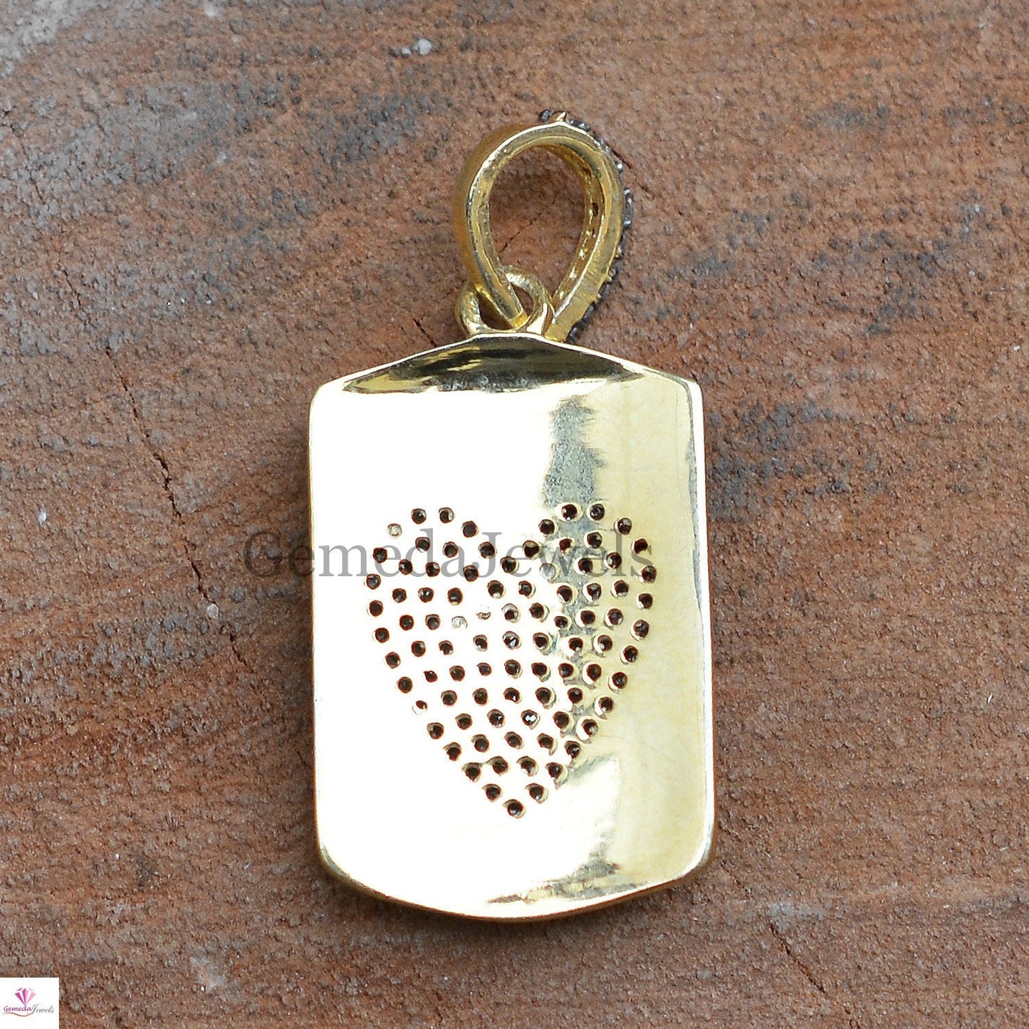 925 Silver Gold Plated Pendant Jewelry, Genuine Pave Diamond Heart Pendant, Handmade Diamond Necklace Jewelry, Wedding Gift, 16" Link Chain