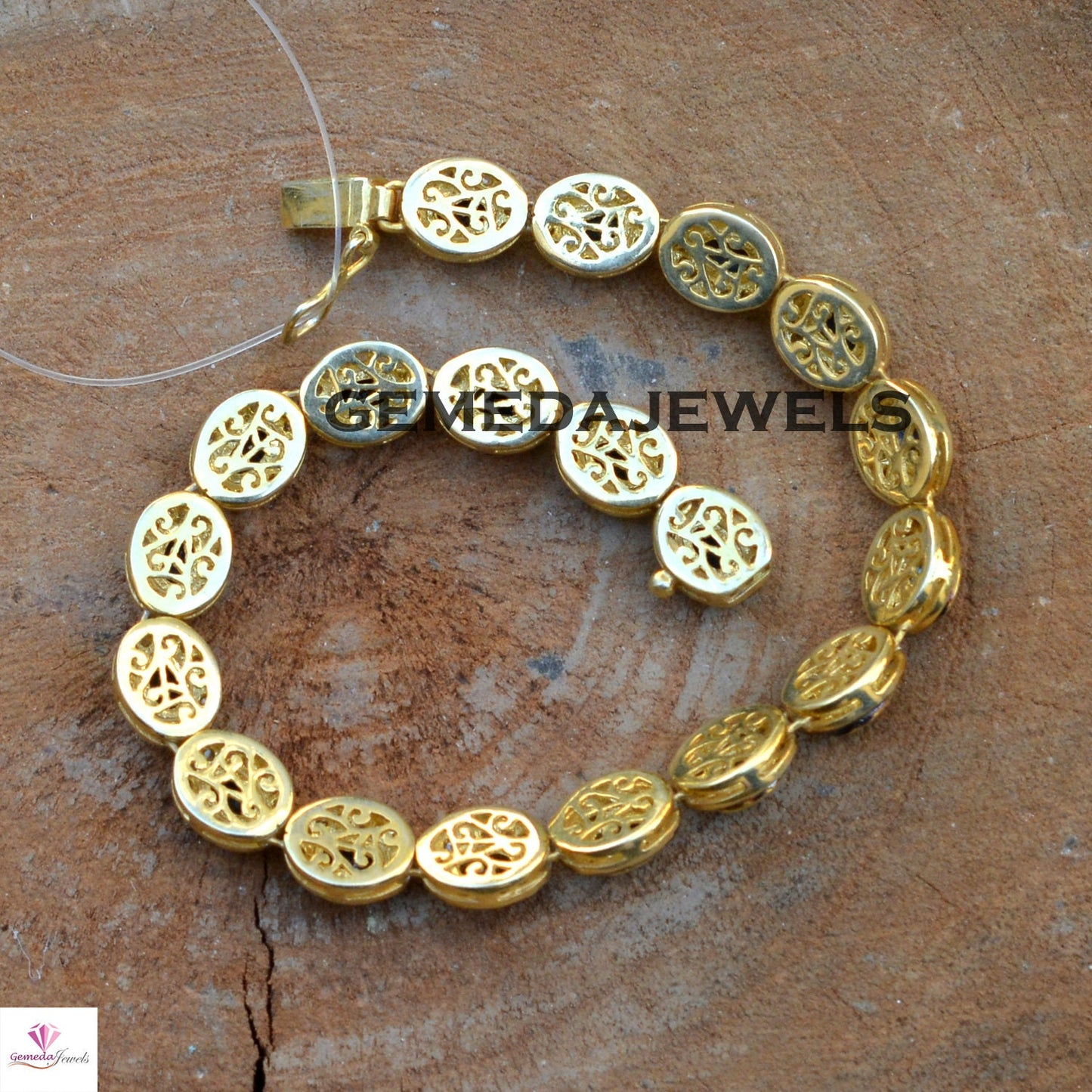 Sale Blue Sapphire Bracelet, 925 Silver Bracelet, 14k Gold Plated Jewelry, Pave Diamond Bracelet, Gemstone Silver Link Chain Bracelet, Gifts