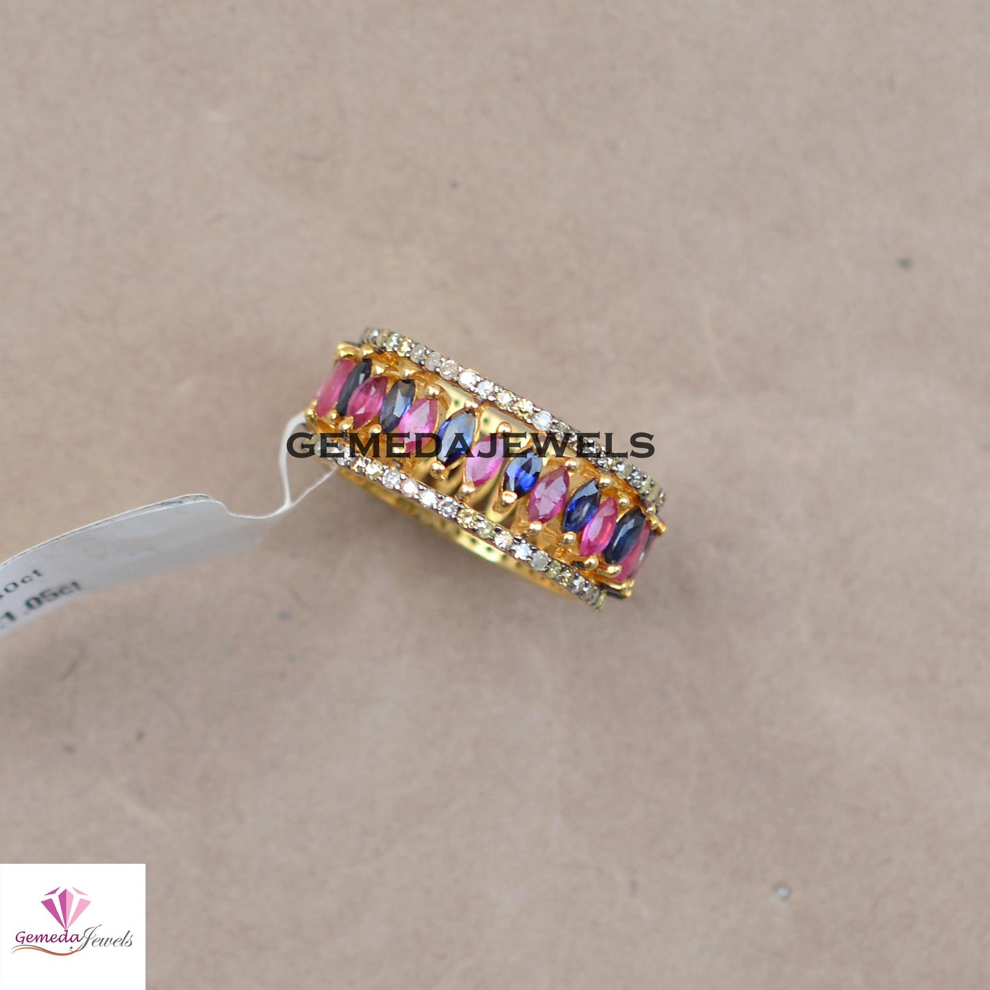 Sale! Natural Ruby Gemstone Ring, Sapphire Gemstone Jewelry, 14k Gold Plated Jewelry, 925 Silver Ring, TWO IN ONE Band Ring, Gift For Her