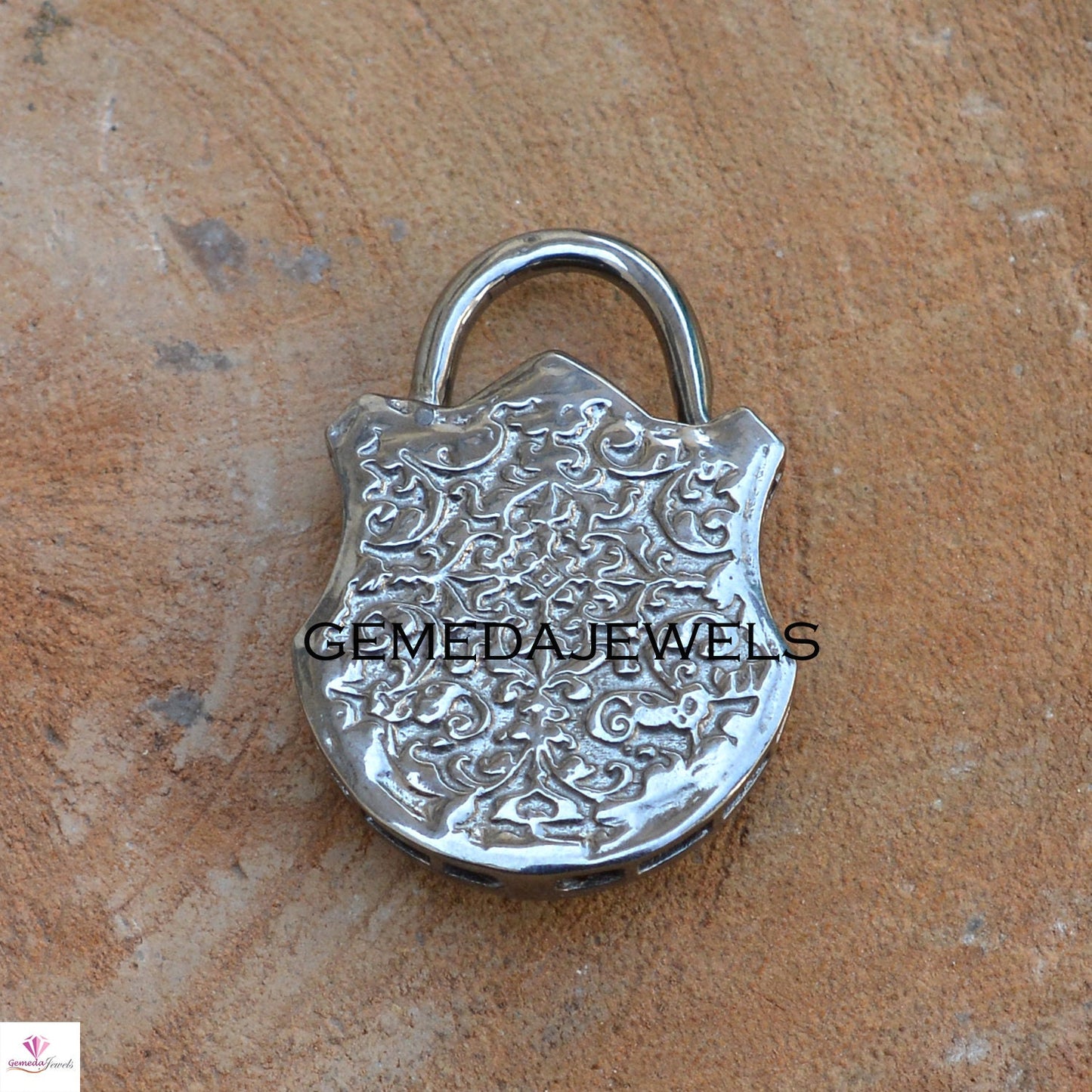 Pave Diamond Padlock Pendant, Sterling Silver Jewelry, Diamond Shaker Pendant, Crystal Pendant Necklace, 16" Silver Lin Chain, Gift For her