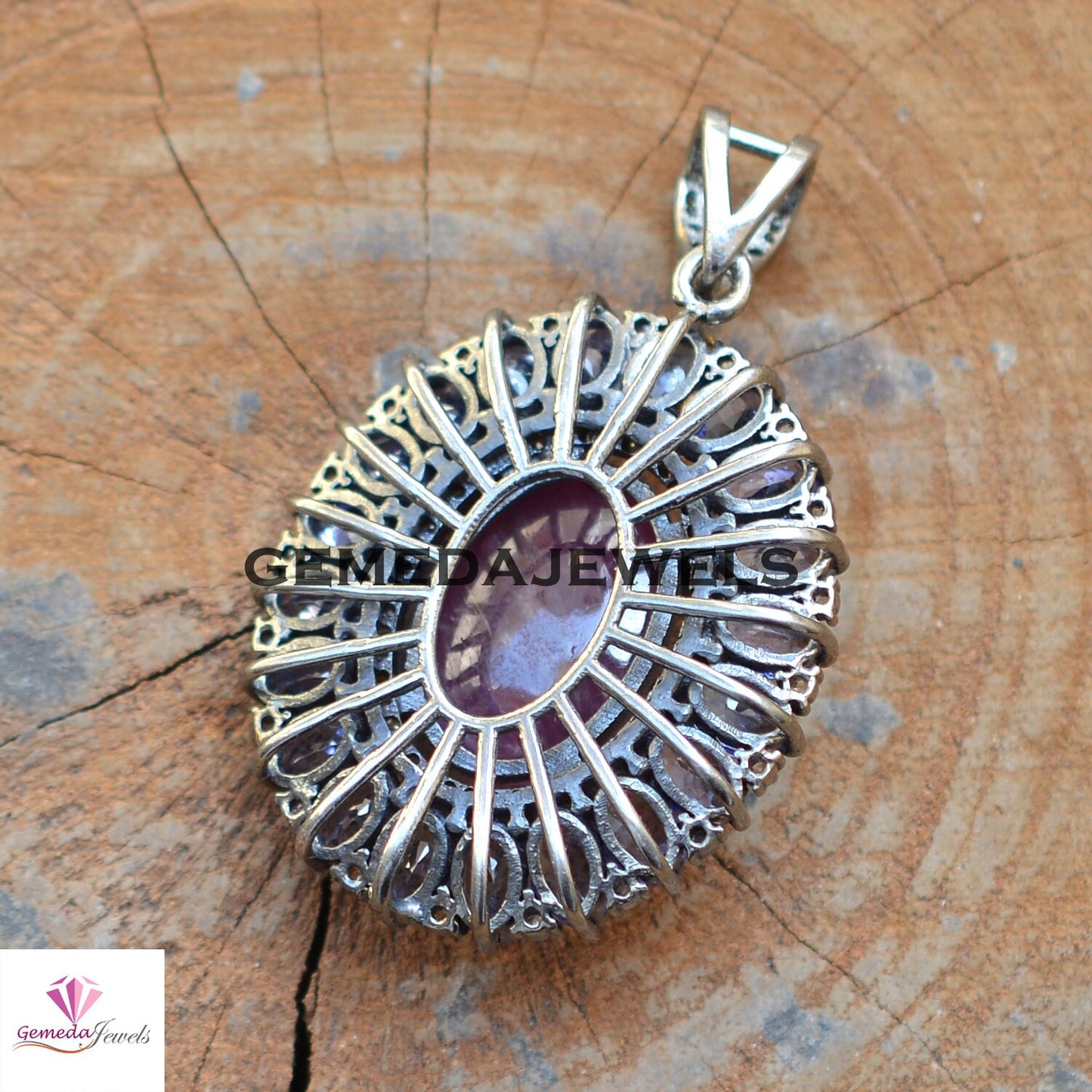 Ruby Gemstone Pendant, 925 Silver Jewelry, Pave Diamond Pendant Jewelry, Sapphire Gemstone Jewelry, 16" Silver Link Chain Necklace, Gifts