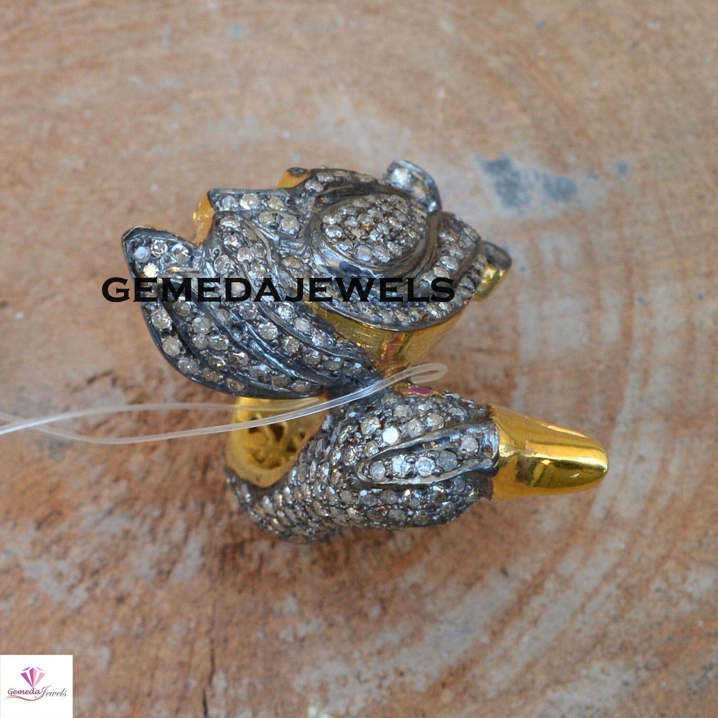 Pave Diamond DUCK Ring, Gold Plated Jewelry, 925 Silver Ring, Silver DUCK Ring, Ruby Gemstone Ring, Beautiful Ring Jewelry, Gift For her