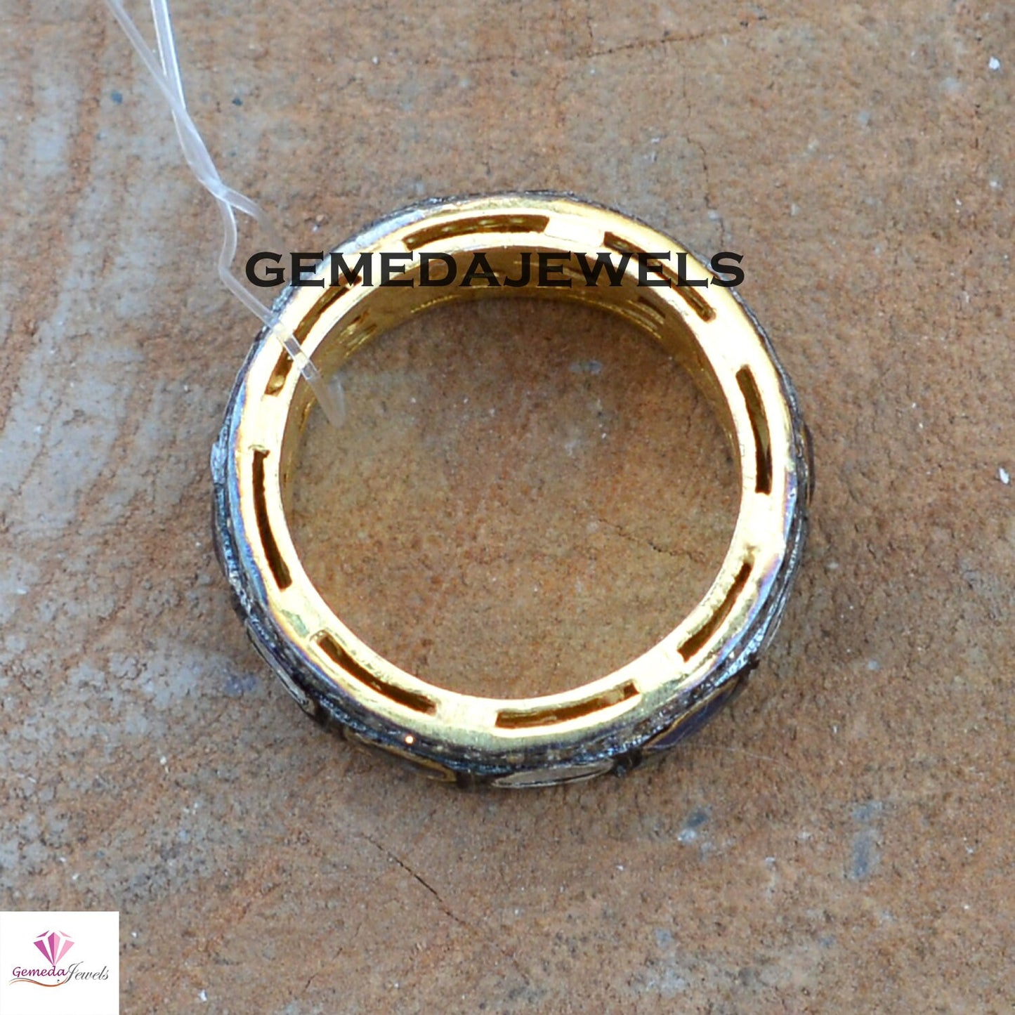 Polki Diamond Band Ring, Sapphire Silver Ring, 925 Silver Jewelry, Gold Plated Band Ring, Eternity Band Ring, Pave Diamond Jewelry, Gifts