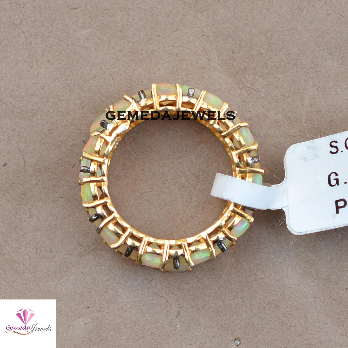 Best Quality Natural Opal Gemstone Ring, 925 Silver Band Ring, Pave Diamond Jewelry, Gold Vermeil Band Ring, Gemstone Silver Jewelry, Gift