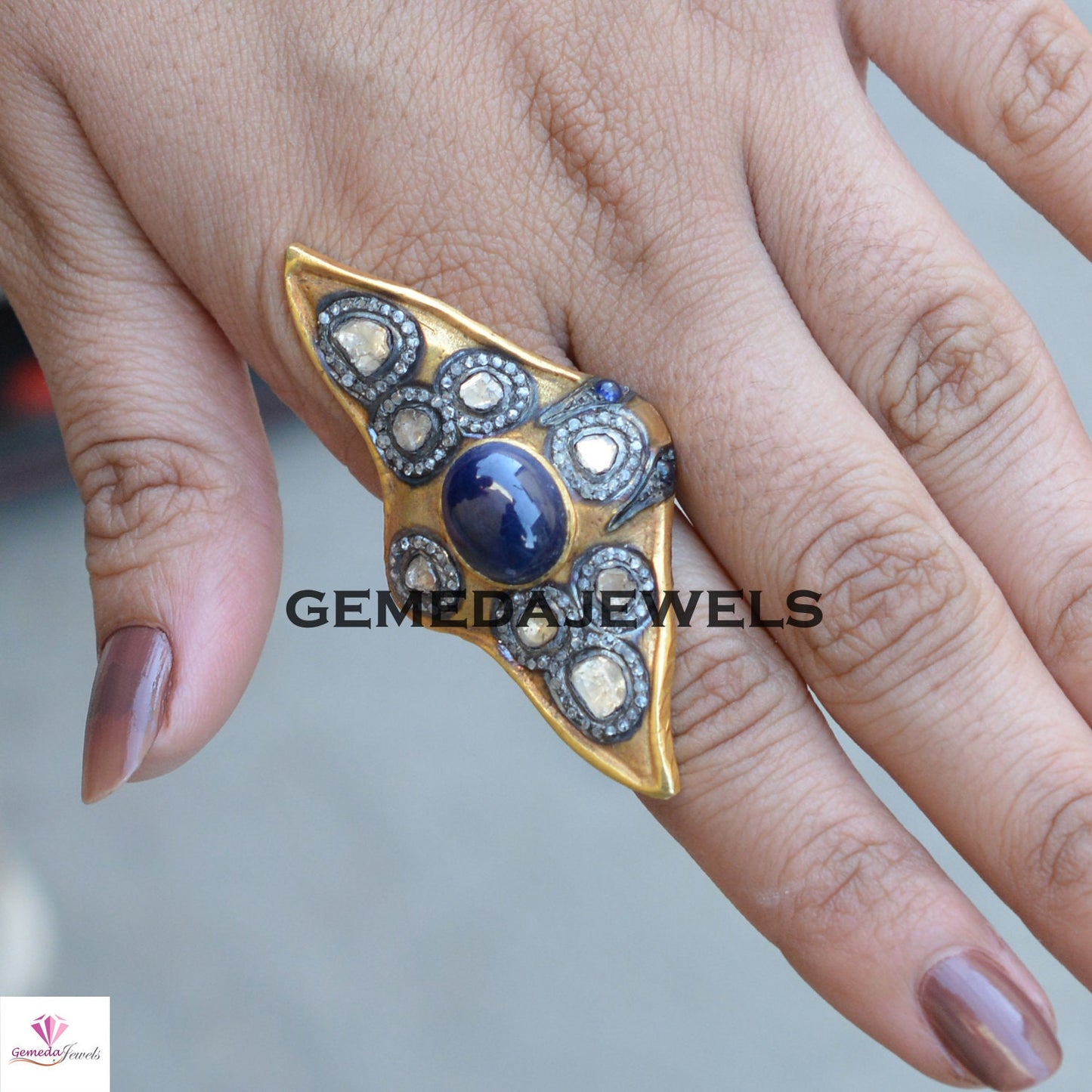 Amethyst Silver Ring, Victorian Polki Ring, 925 Silver Jewelry, Polki Diamond Antique Ring, Pave Diamond Jewelry, Gemstone Silver Jewelry