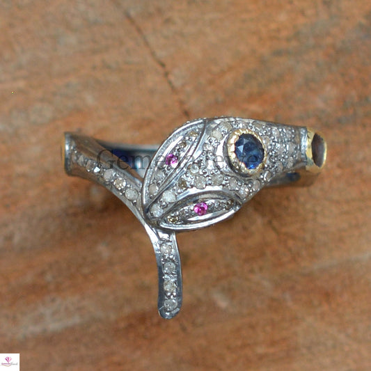 Sale! Sapphire Gemstone Ring, Ruby Red Eyes Snake Ring, Pave Diamond Ring Jewelry, Gemstone Jewelry, Diamond Snake Ring, Boho Jewelry, Gifts