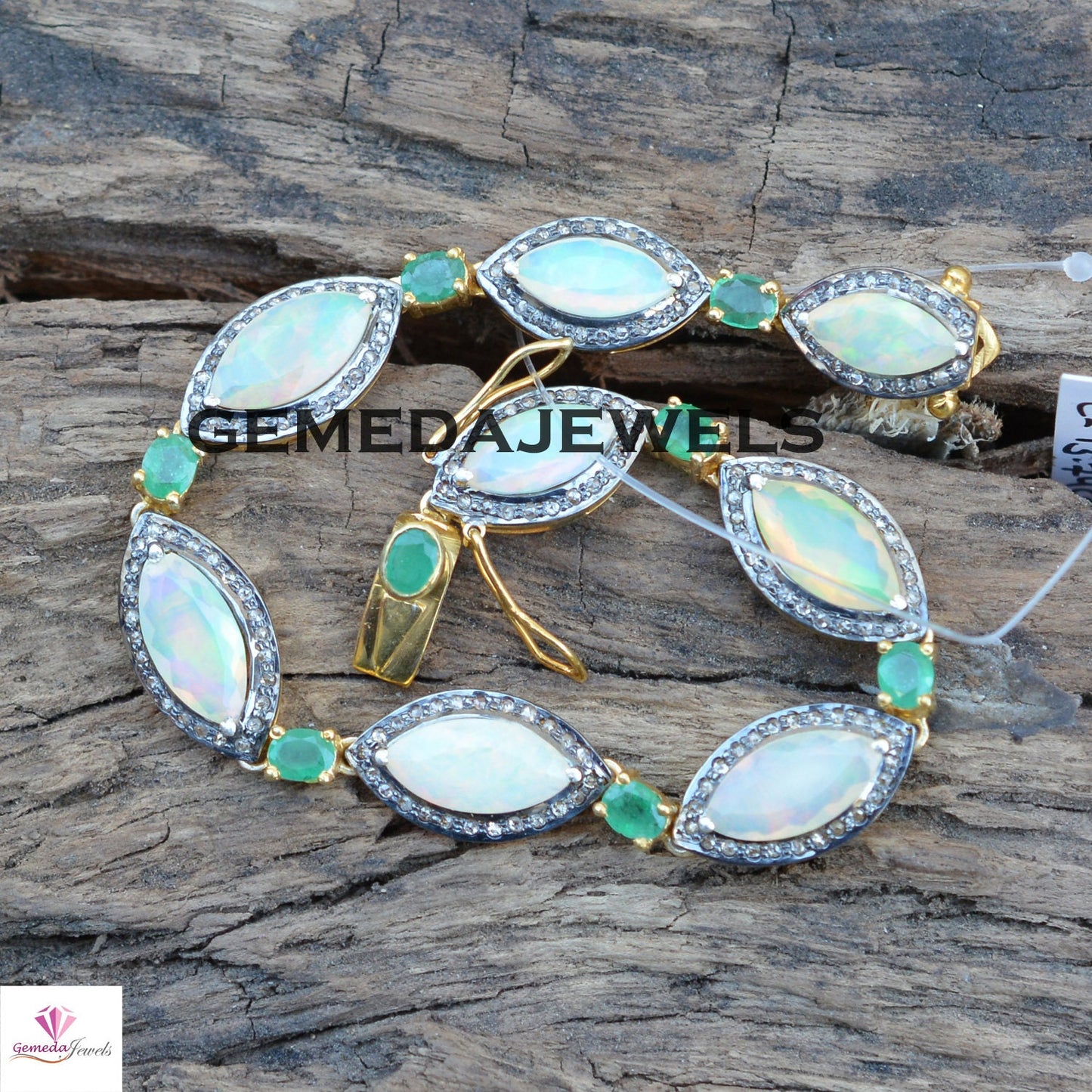 Natural Opal Gemstone Bracelet, 925 Silver Bracelet, BRACELET JEWELLERY, Pave Diamond Bracelet, Link Bracelet Jewelry, Gold Plated Jewelry