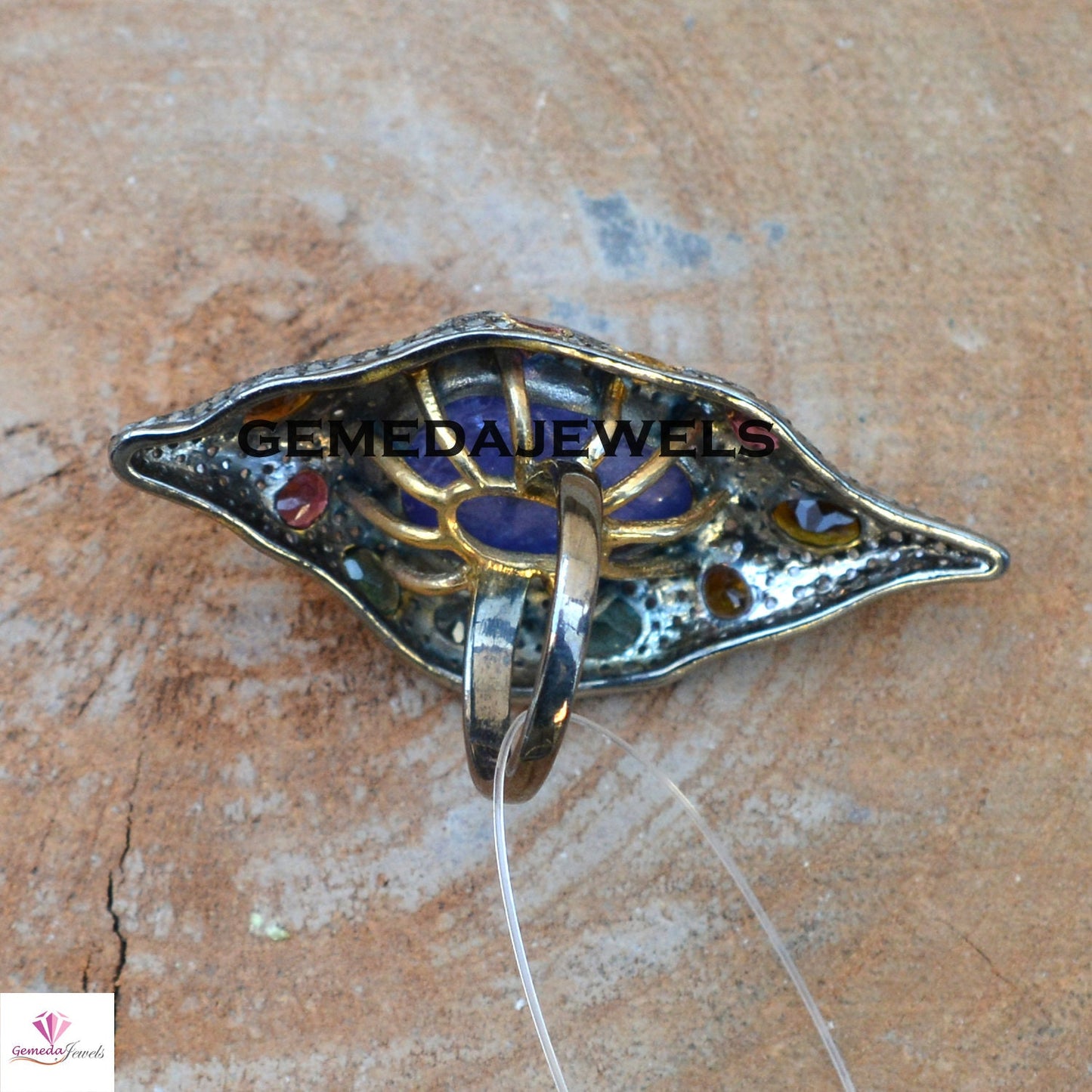 Tanzanite Gemstone Ring, Sterling Silver Ring, Gemstone Silver Jewelry, Pave Diamond Ring, Multi Gemstone Ring, Antique Ring Jewelry, Gifts