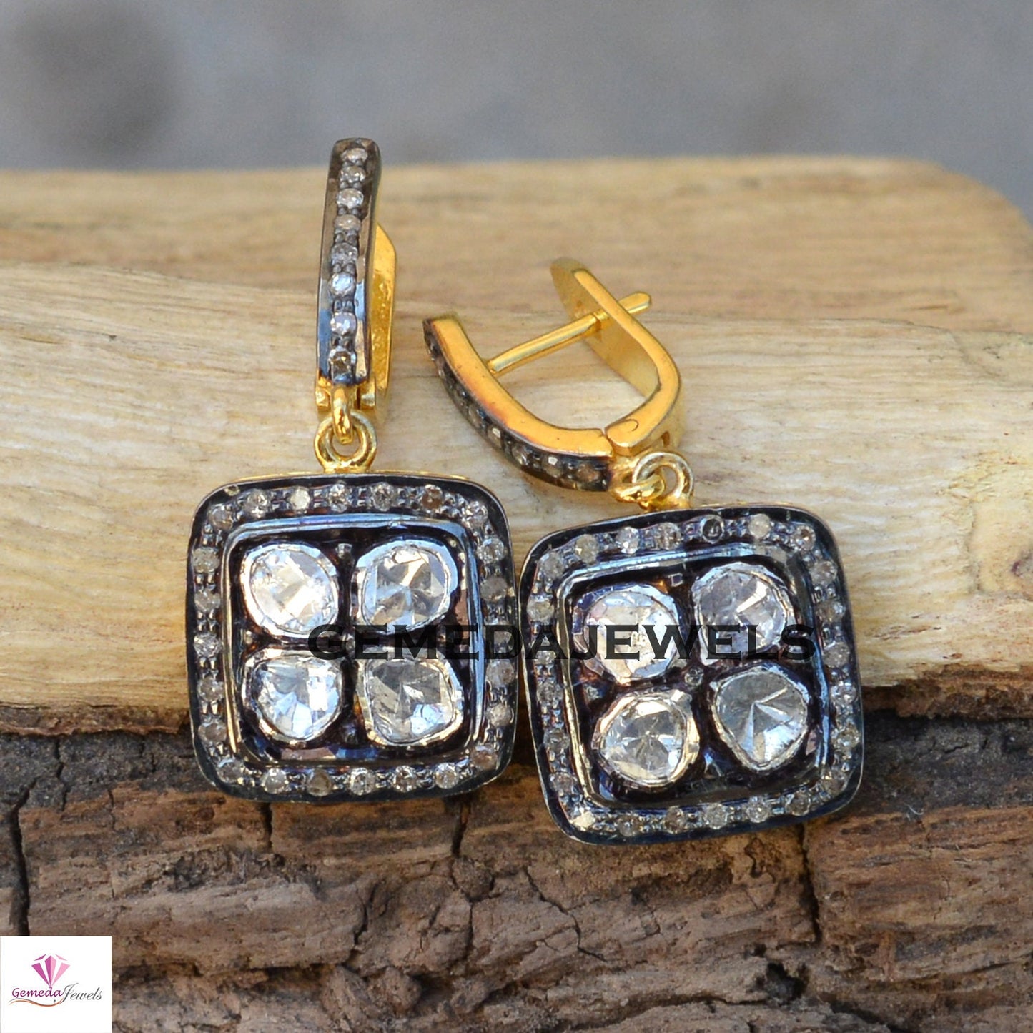 Polki Diamond Earrings, Silver Diamond Dangle Earring, Victorian Earrings Jewelry, 925 Silver Earrings, Gold Filled Jewelry, Gift For Her