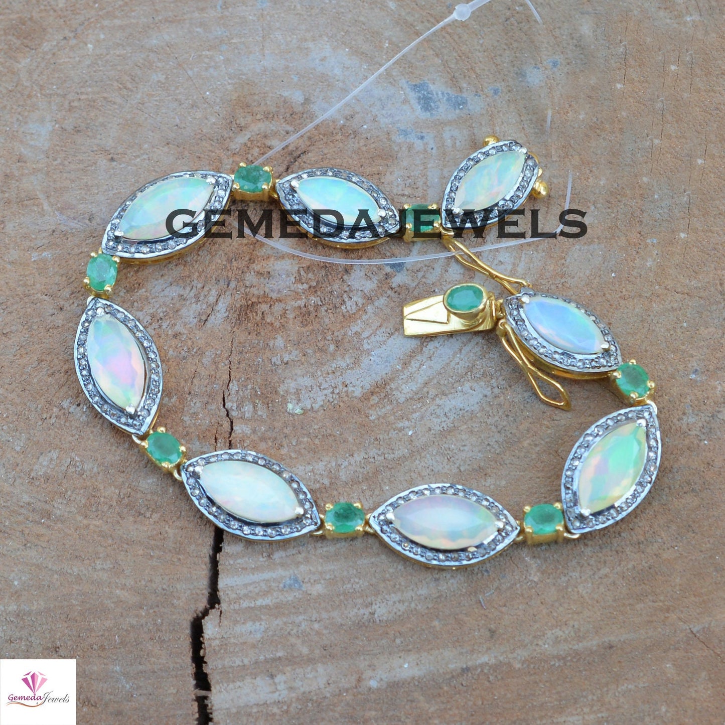 Natural Opal Gemstone Bracelet, 925 Silver Bracelet, BRACELET JEWELLERY, Pave Diamond Bracelet, Link Bracelet Jewelry, Gold Plated Jewelry