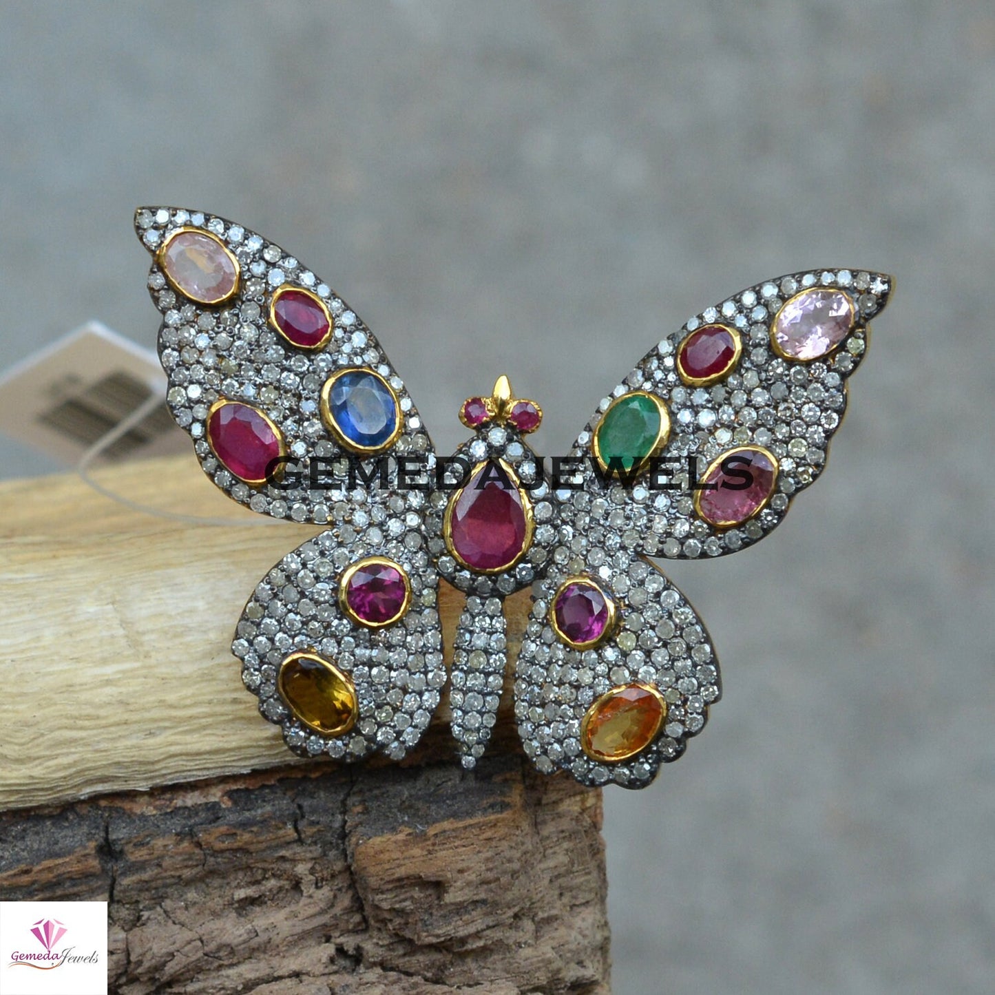 Multi Gemstone Ring, Diamond Butterfly Ring, Gemstone Butterfly Ring, 925 Silver Jewelry, Gold Vermeil Ring, Pave Diamond Jewelry, Wedding