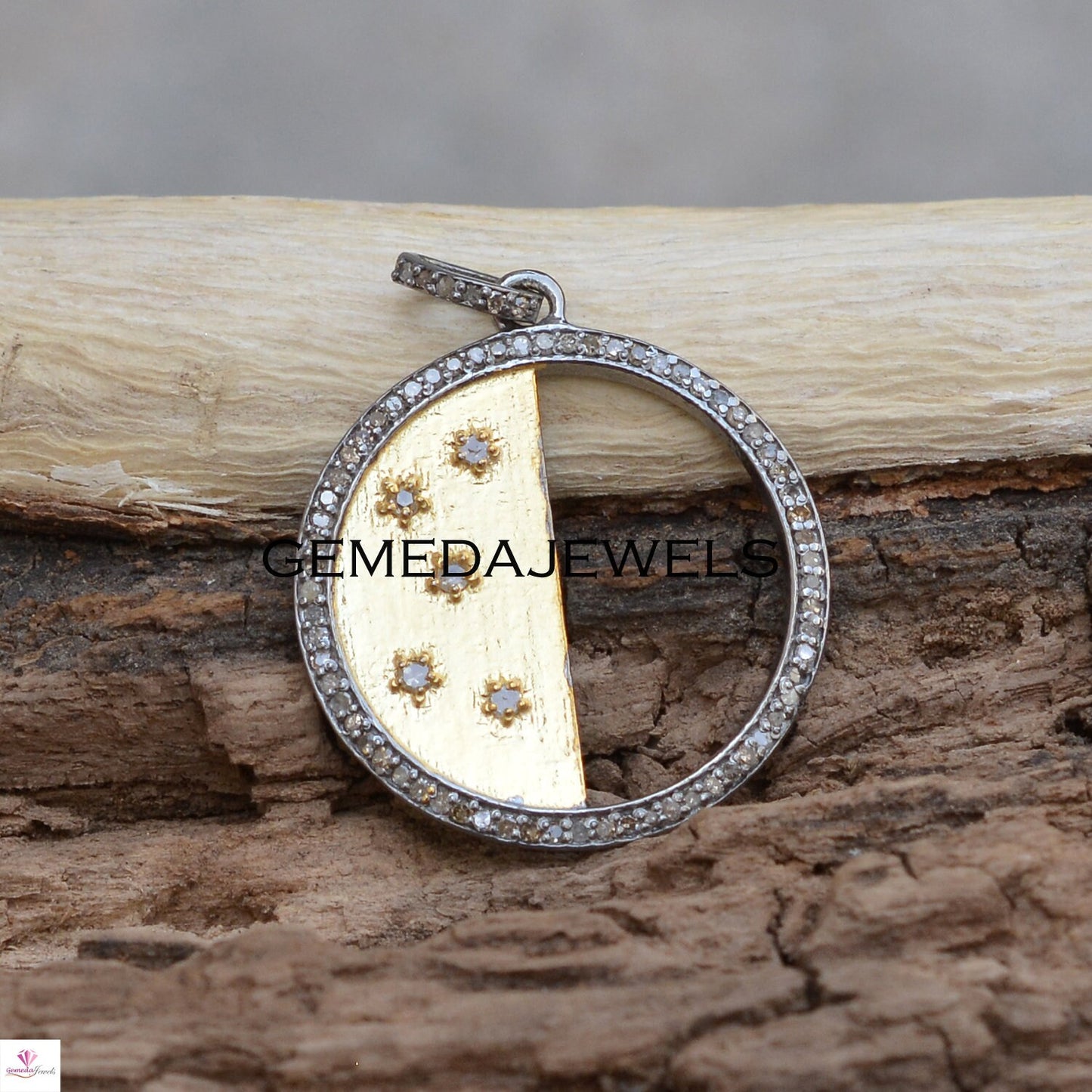 Sale !! Pave Diamond Pendant, 16" Silver Chain, 925 Silver Charm Jewelry, Diamond Silver Pendant, Diamond Necklace, Handmade Pendant, Gifts