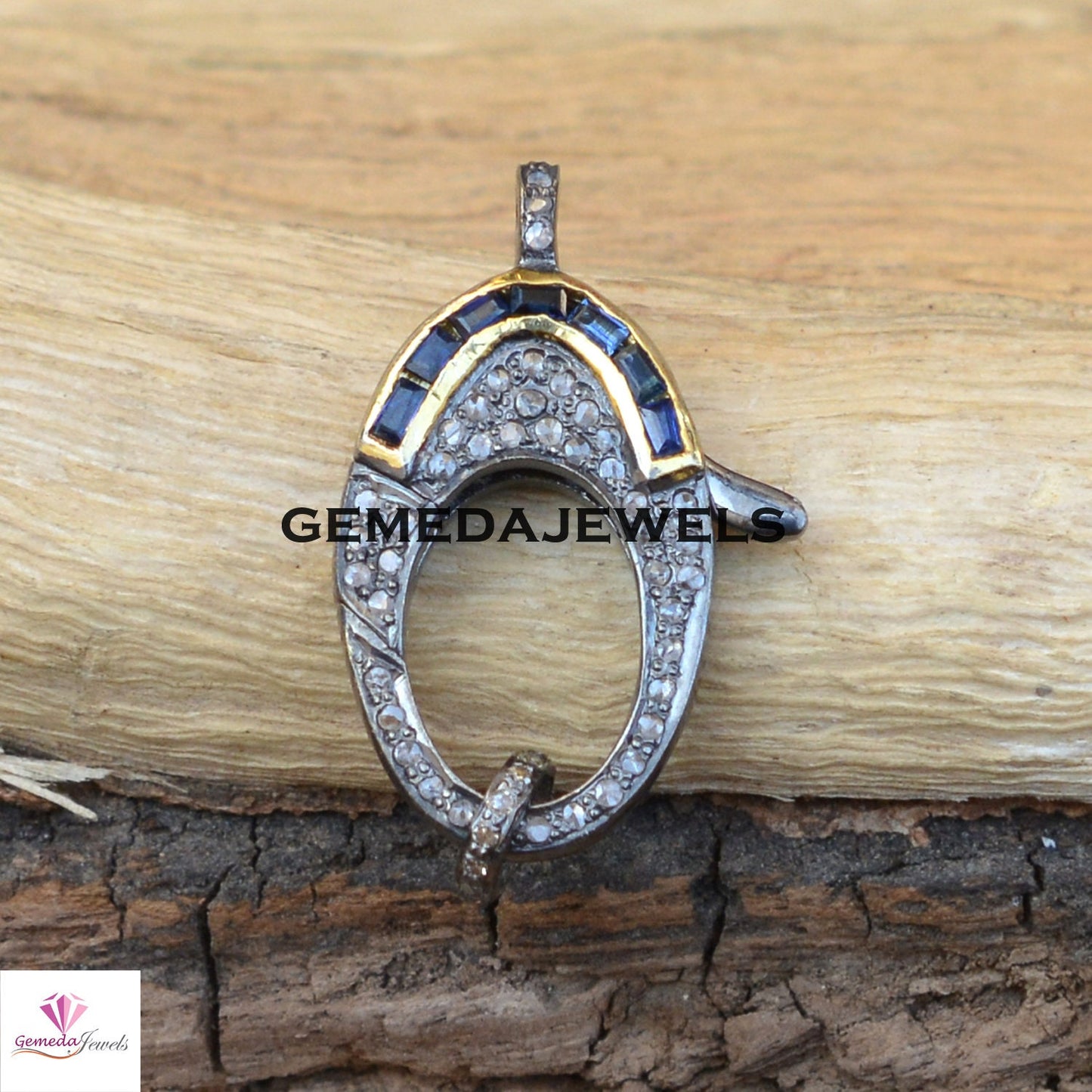 Pave Diamond Lock, Sapphire Gemstone Lock, Ruby Silver Clasp, Baguette Diamond Lock, 925 Silver Jewelry, Jewelry Components, Diamond Finding