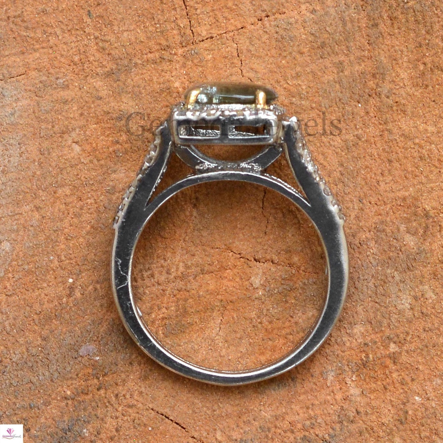 Tourmaline Gemstone Ring, Pave Diamond Ring, Handmade Diamond Jewelry, 925 Silver Ring, Diamond Jewellery, Engagement Ring, Gift For Her