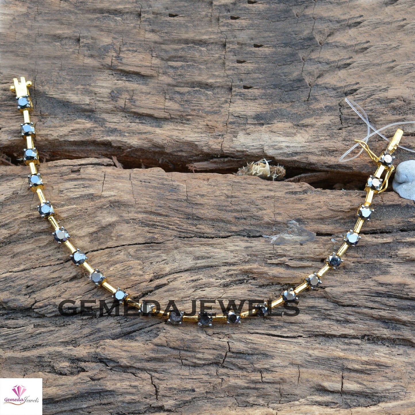 Sale! Black Diamond Silver Bracelet, Tennis Bracelet Jewelry, Gold Plated Jewelry, 925 Silver Link Bracelet, Diamond Bracelet Jewelry, Gifts