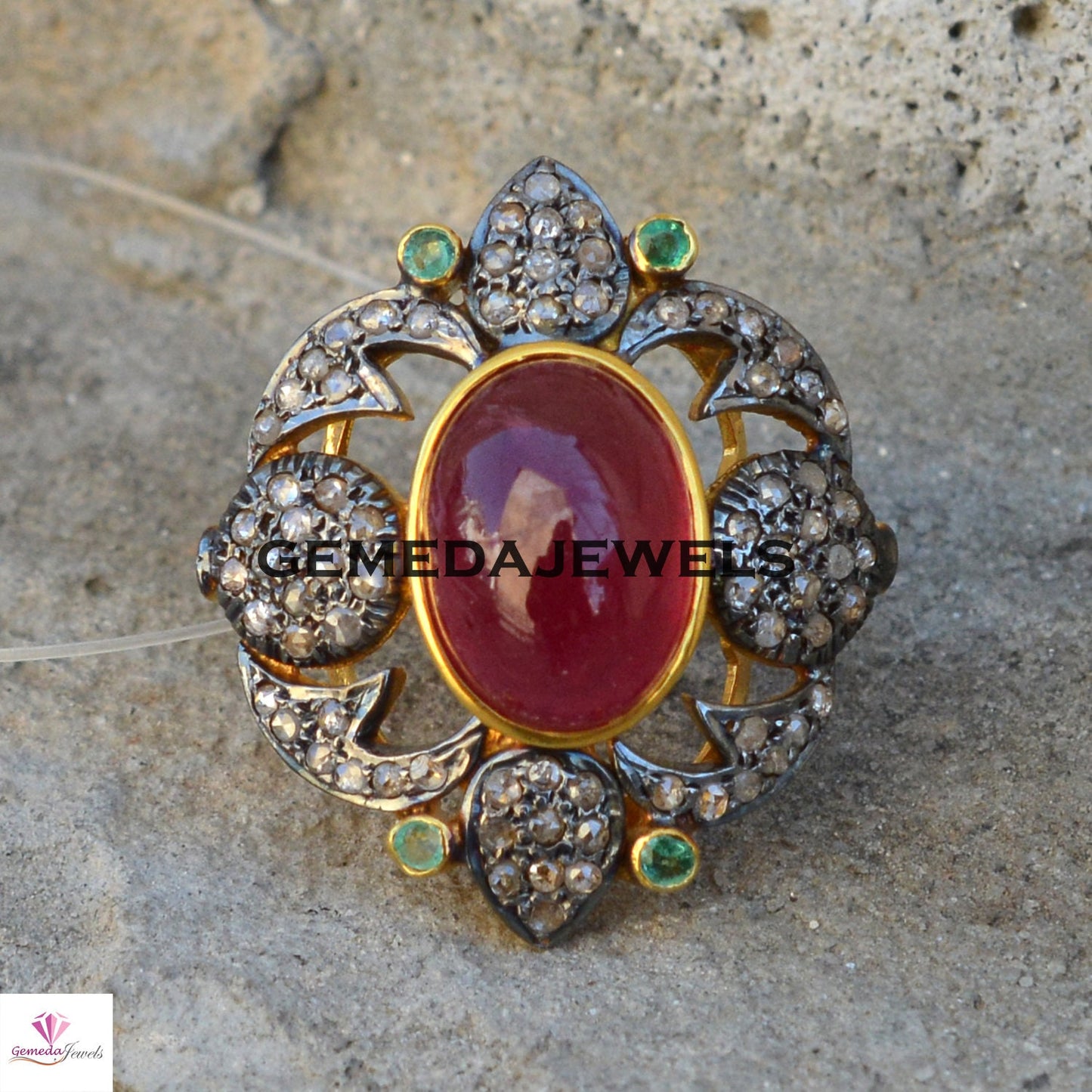 Ruby Gemstone Ring, Gold Filled Ring Jewelry, 925 Sterling Silver Ring, Gemstone Silver Jewelry, Pave Diamond Ring, Valentine's Day Gifts