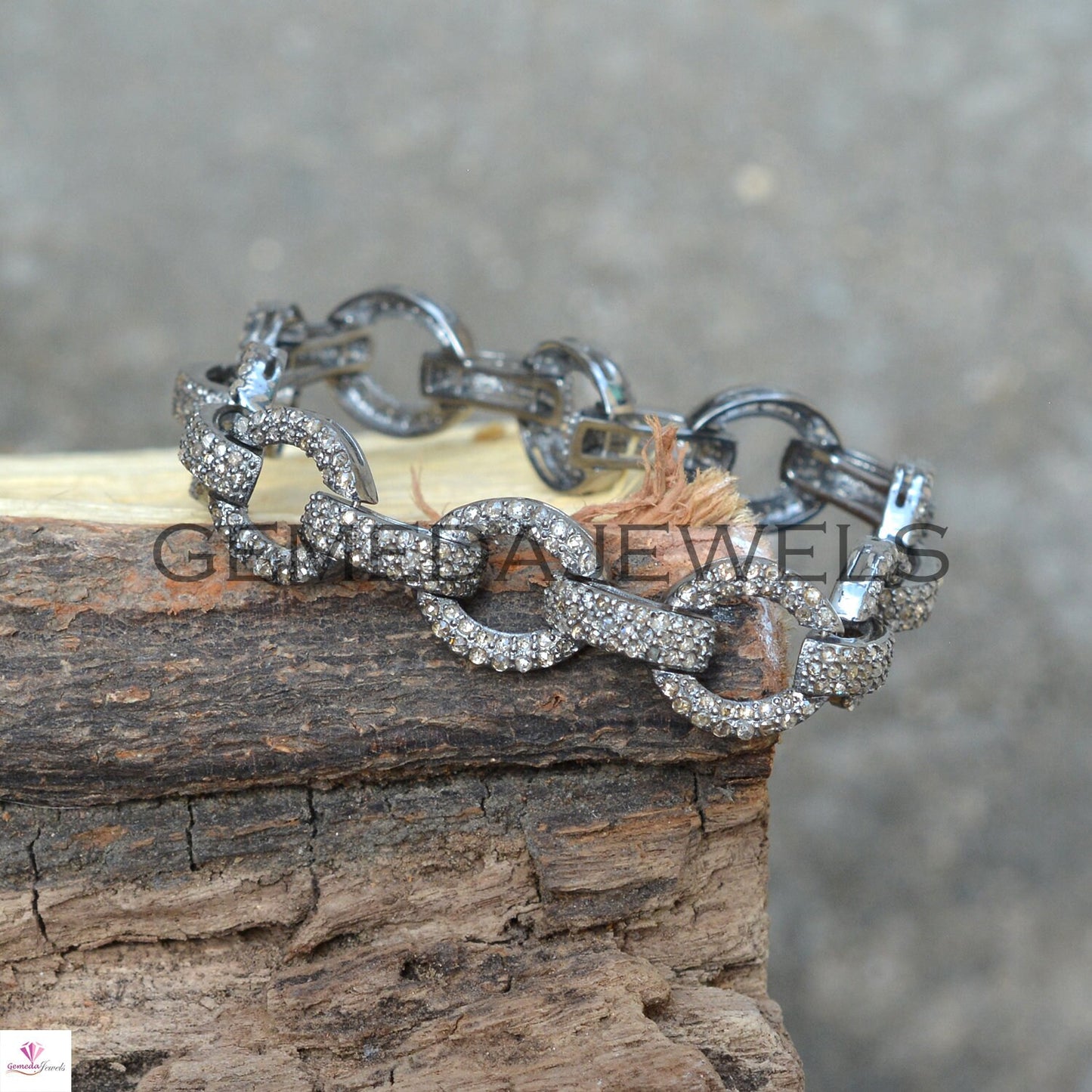 4.75cts Pave Diamond Bracelet, 925 Silver Jewelry, Silver Link Bracelet, Diamond Silver Bracelet, Unisex Bracelet Jewelry, Mothers Day Gifts