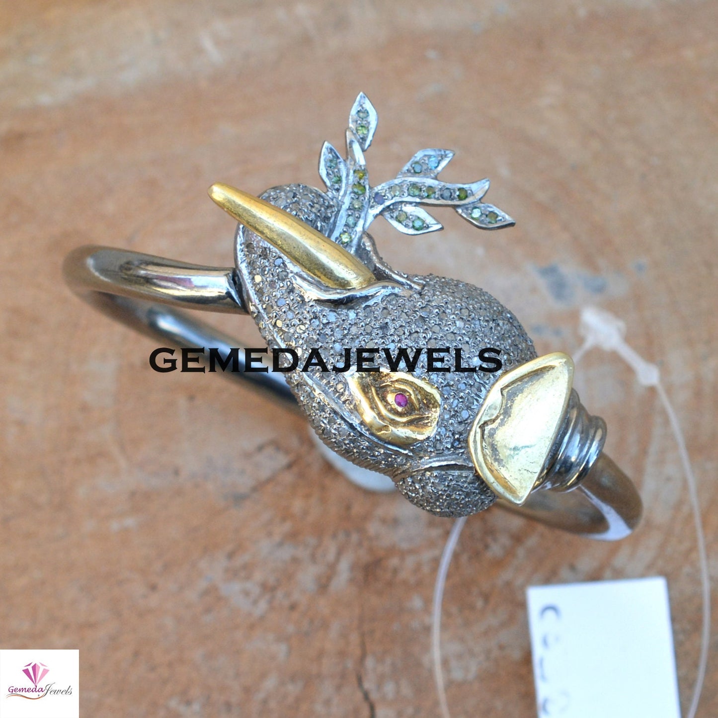 Elephant Bangle Jewelry, Pave Diamond Bangle Bracelet, Adjustable Bangle Jewelry, 925 Silver Bangle, Victorian Bangle, Diamond Leaf Bangle