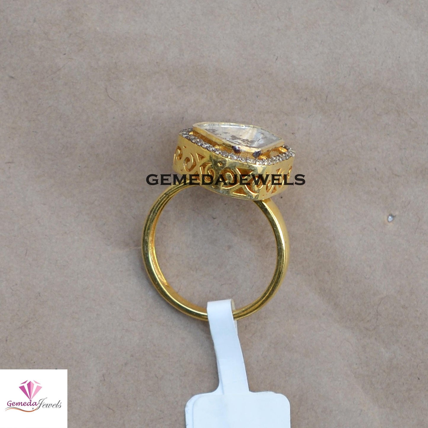 Sale! Polki Diamond Ring, 14k Gold Plated Ring Jewelry, 925 Sterling Silver Jewelry, Pave Diamond Ring, Wedding Jewelry, Valentine's Gift