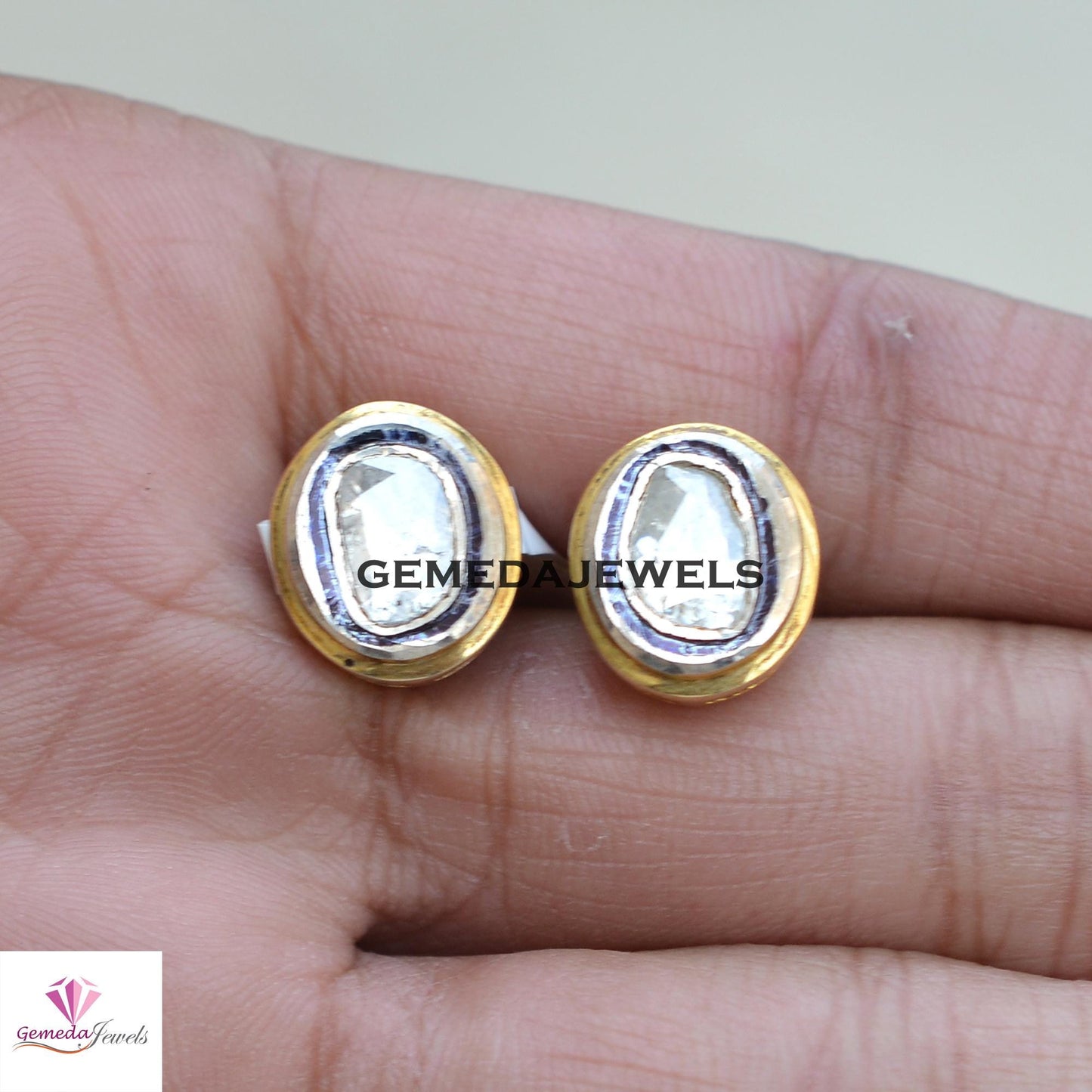 Sale! Stunning Polki Diamond Stud Earrings, 925 Silver Jewelry, 14k Gold Vermeil Ring, Minimalist Jewelry, Stud Jewelry, Women Gift Jewelry