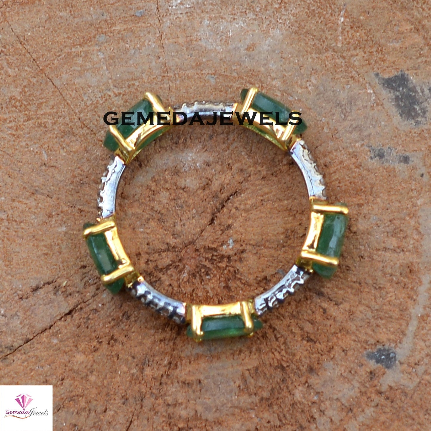 Emerald Band Ring, Pave Diamond Jewelry, Sterling Silver Ring, Gold Plated Ring, Gemstone Band Ring, 925 Silver Jewellery, Wedding Band Ring