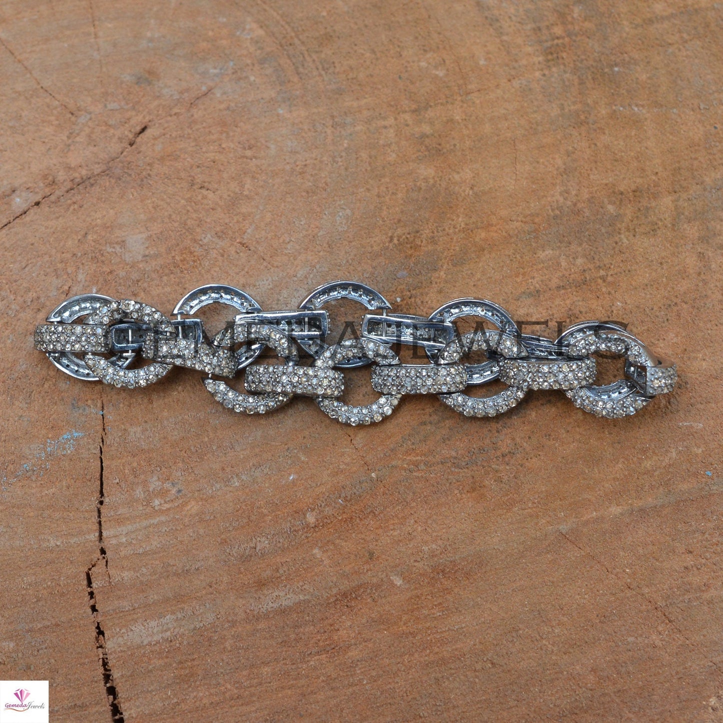 4.75cts Pave Diamond Bracelet, 925 Silver Jewelry, Silver Link Bracelet, Diamond Silver Bracelet, Unisex Bracelet Jewelry, Mothers Day Gifts