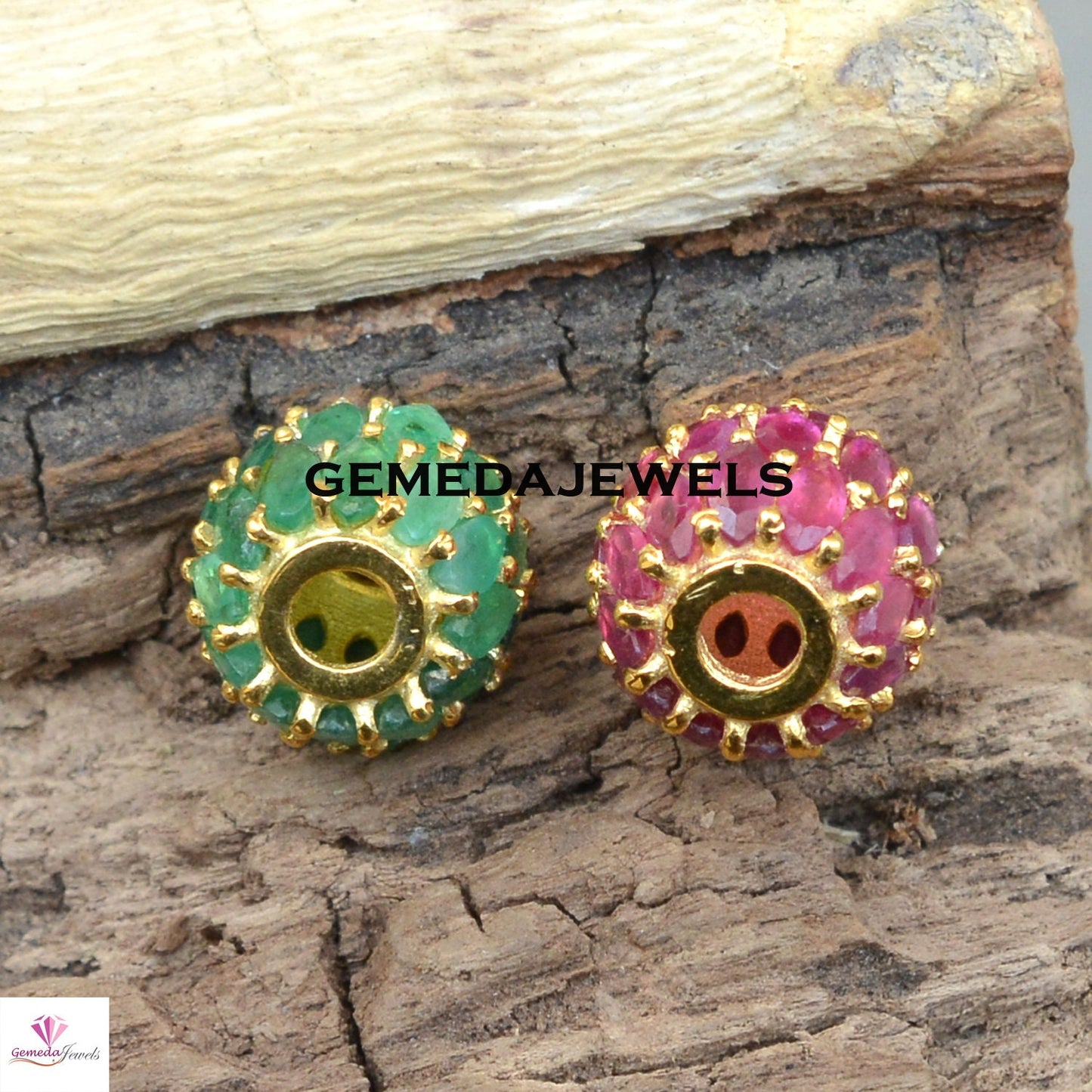 Sale! Ruby Gemstone Beads, 925 Silver Jewelry, Gold Vermeil Beads, Silver Spacer Beads, Emerald Gemstone Beads, Roundel Beads, Bracelet Bead