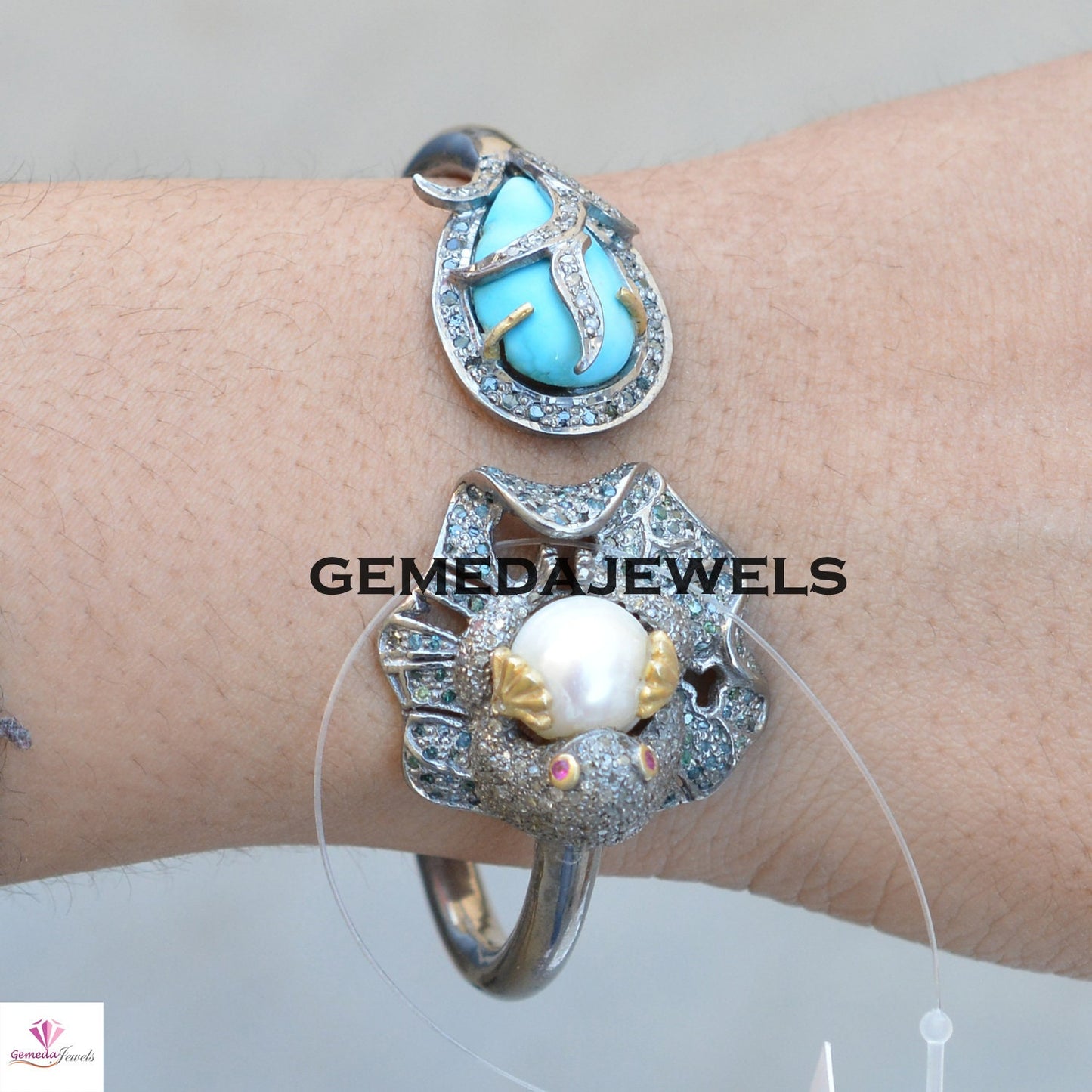White Pearl Silver Bangle, Turquoise Bangle Bracelet, Pave Diamond Bangle, Diamond Frog Bangle, 925 Silver Jewelry, Adjustable Bangle, Gifts