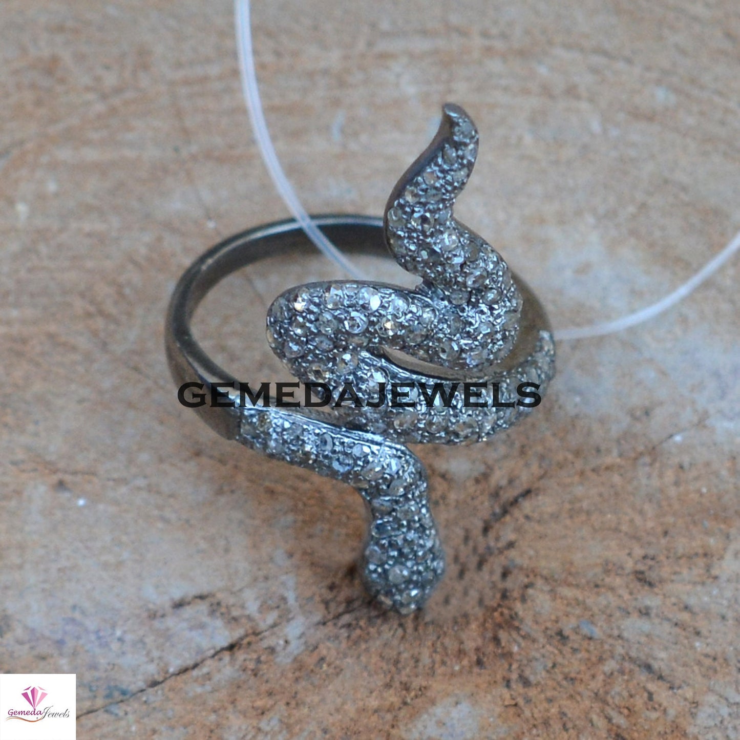 Pave Diamond Snake Ring, Sterling Silver Ring, Diamond Silver Jewelry, Silver Snake Ring, Snake Diamond Ring, Micro Pave Snake Ring, Gifts