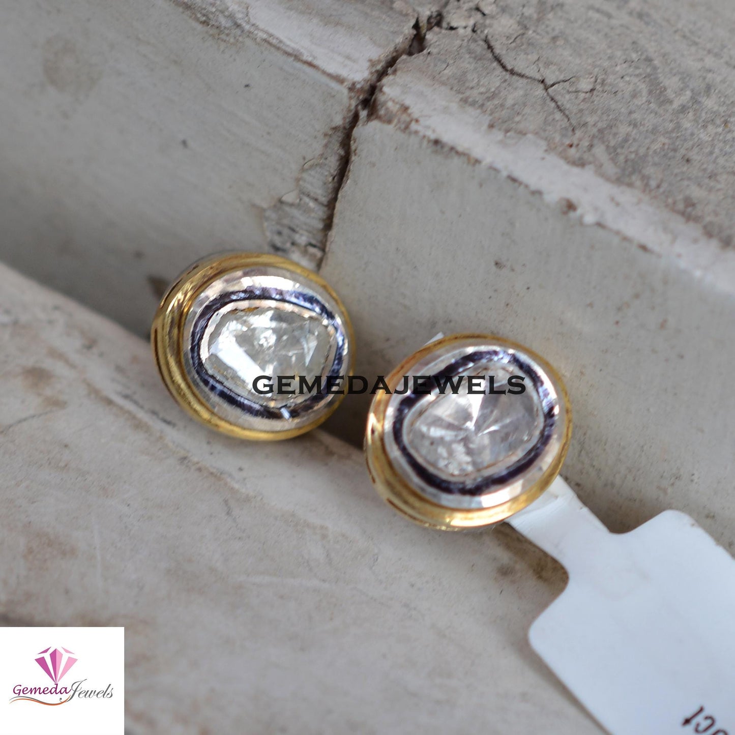 Sale! Stunning Polki Diamond Stud Earrings, 925 Silver Jewelry, 14k Gold Vermeil Ring, Minimalist Jewelry, Stud Jewelry, Women Gift Jewelry