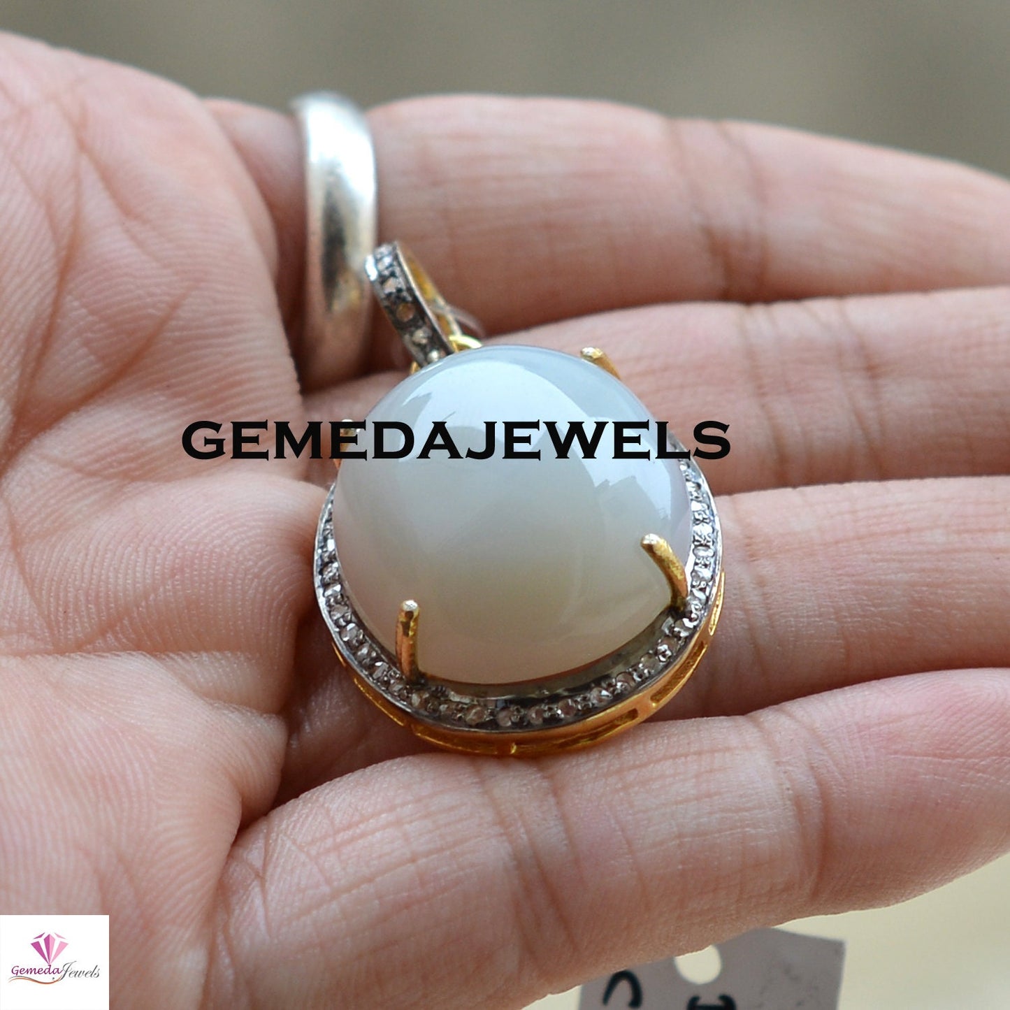 Sale!! Aqua Chalcedony Pendant, Pave Diamond Jewelry, Yellow Vermeil 925 Silver Pendant, Gemstone Silver Jewelry, Fashion Jewelry, Gifts