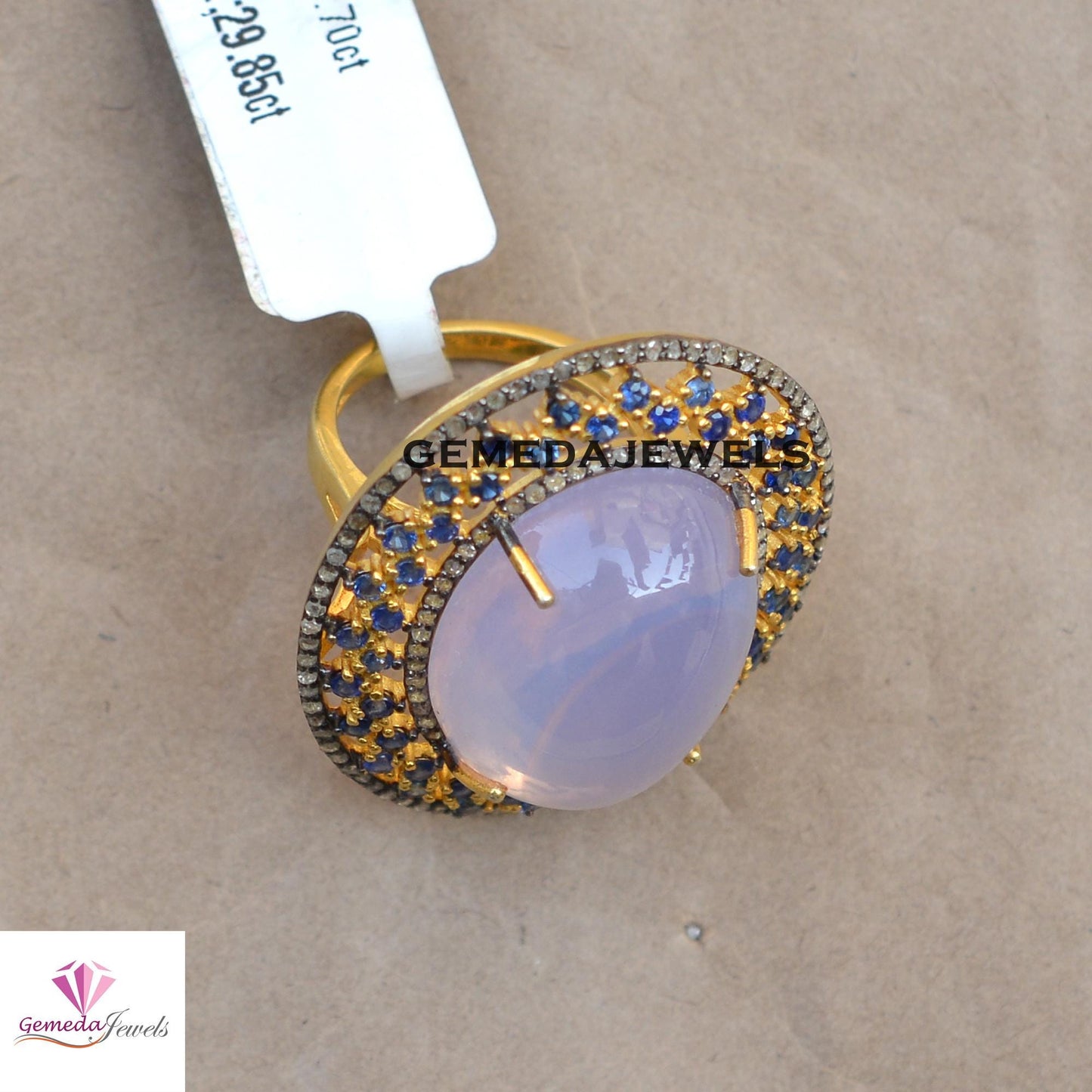 Natural Morganite Ring, Sapphire Ring Jewelry, Pave Diamond Ring, Gemstone Diamond Jewelry, 925 Silver 14k Gold Plated Ring, Wedding Gift