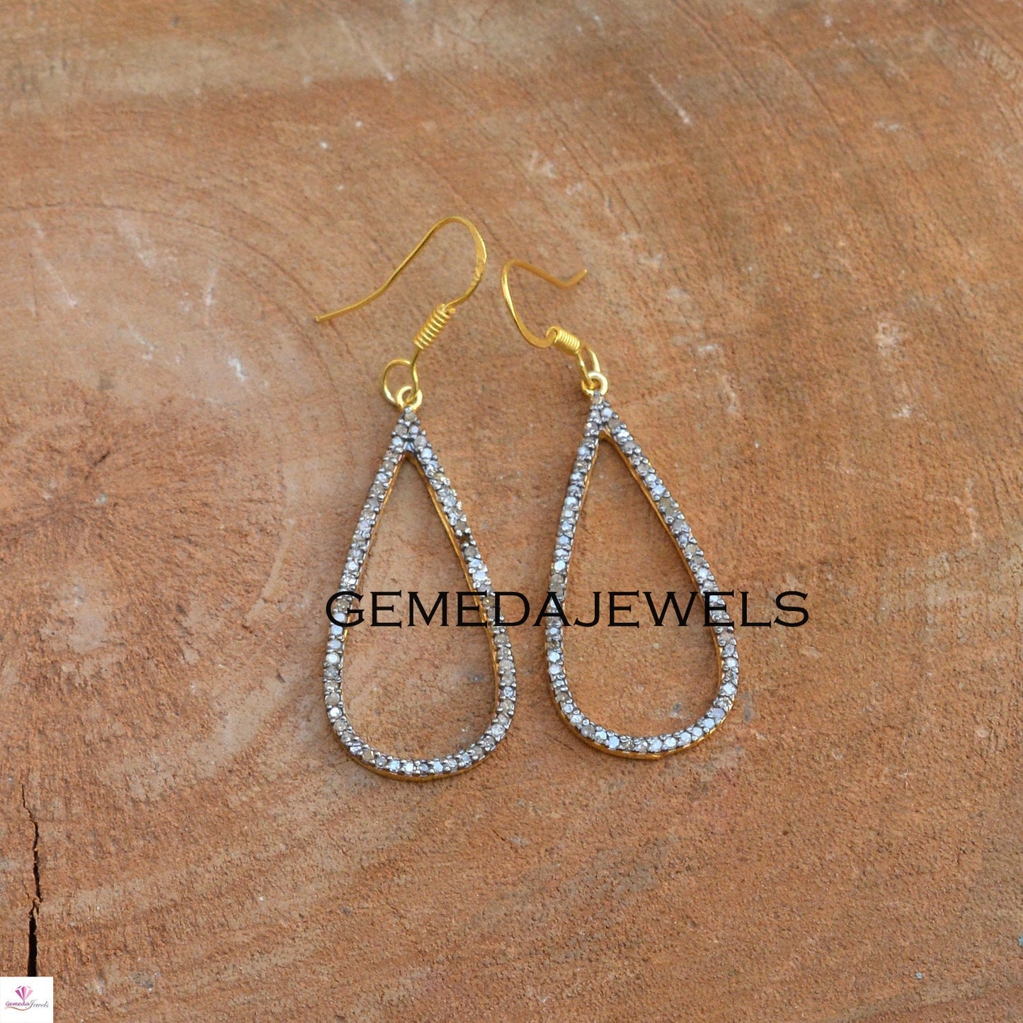 Sale! Pave Diamond Earrings, 925 Sterling Silver Jewelry, 14k Gold Earring, Ear Wire Earrings Jewelry, Women Gift Jewelry, Diamond Jewellery