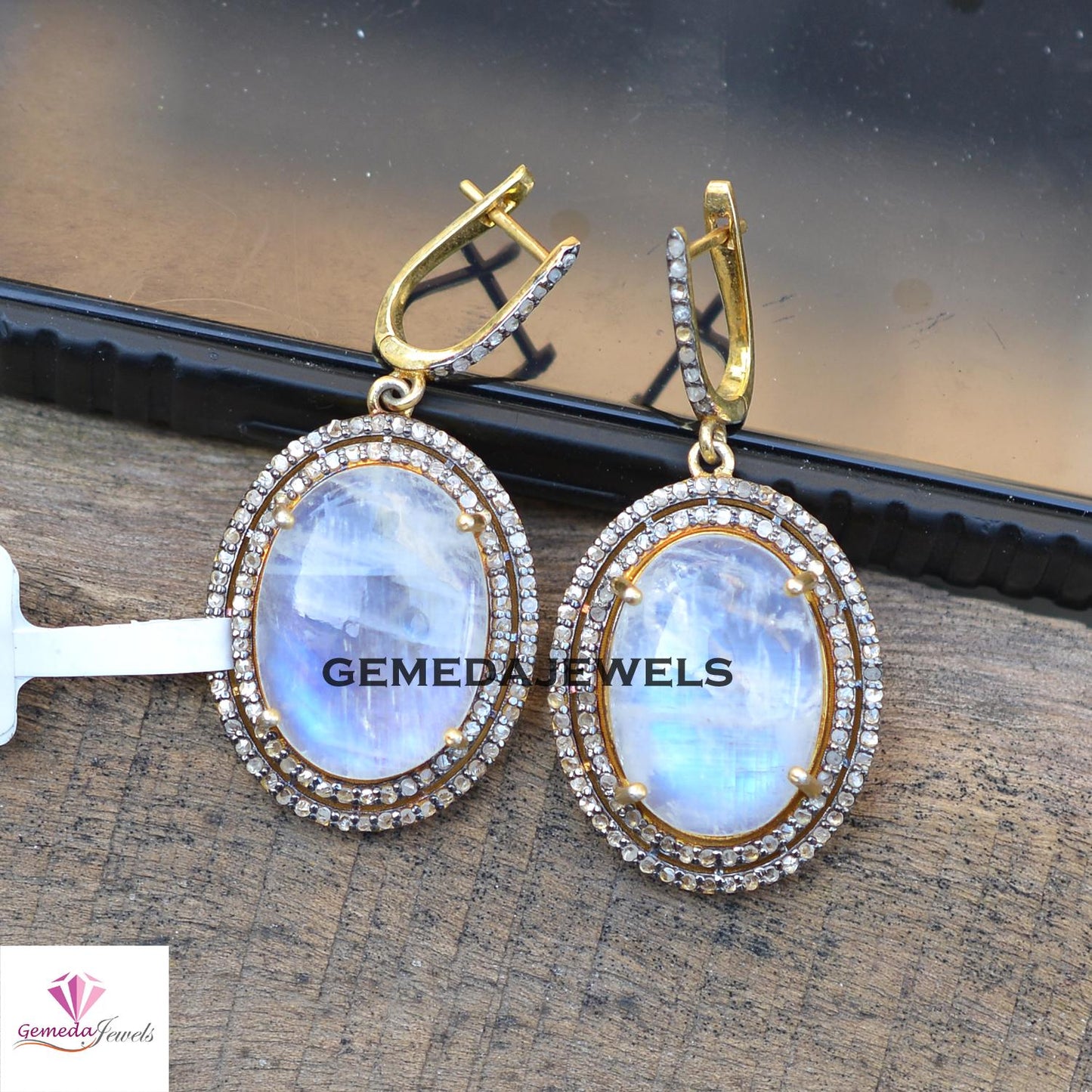 Sale Rainbow Moonstone Earrings Jewelry, 14k Gold Vermeil Jewelry, Pave Diamond Jewelry, Gemstone Earring, 925 Silver Jewelry, Birthday Gift