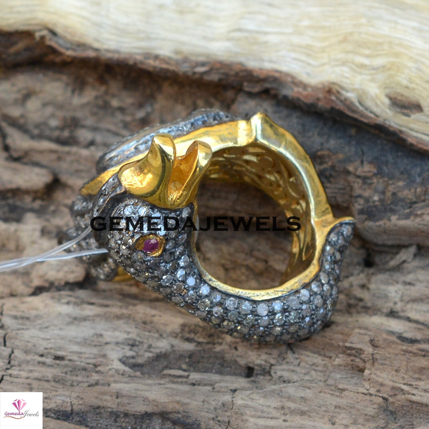 Pave Diamond DUCK Ring, Gold Plated Jewelry, 925 Silver Ring, Silver DUCK Ring, Ruby Gemstone Ring, Beautiful Ring Jewelry, Gift For her