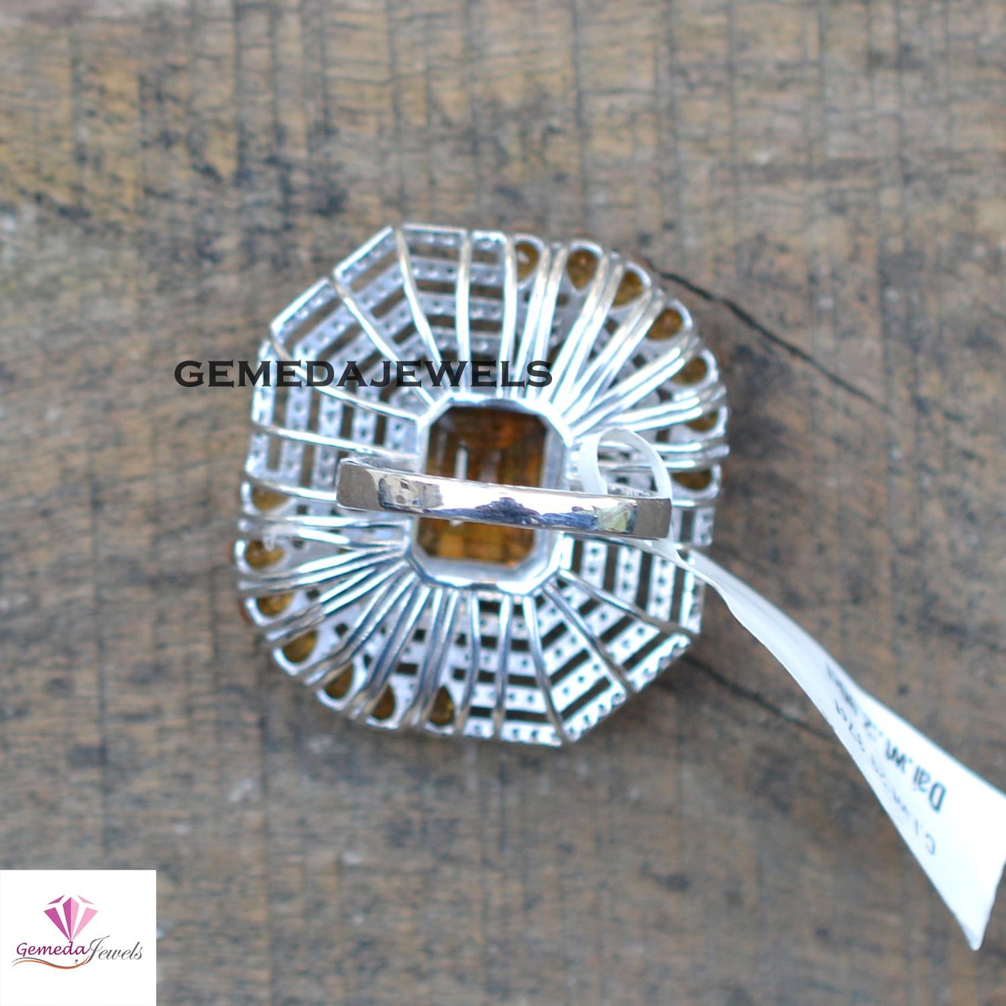 Sale! Citrine Gemstone Ring, Pave Diamond Ring, 925 Sterling Silver Jewelry, Gemstone Diamond Jewelry, Women Gift Jewelry, Wedding Jewelry