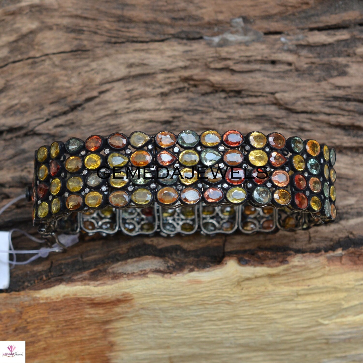 Multi Color Tourmaline Bracelet, Pave Diamond Jewelry, Solid 925 Sterling Silver Jewelry, Diamond Gemstone Bracelet, Wedding Gift Jewelry