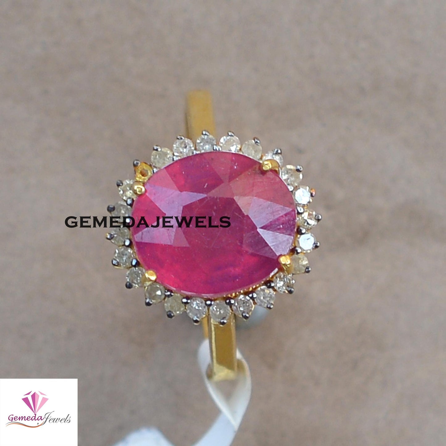 Gorgeous Real Ruby Gemstone Ring, Solid 925 Silver Jewelry, Pave Diamond Ring, 14k Gold Vermeil Jewelry, Gift For Her, Wedding Gift Jewelry