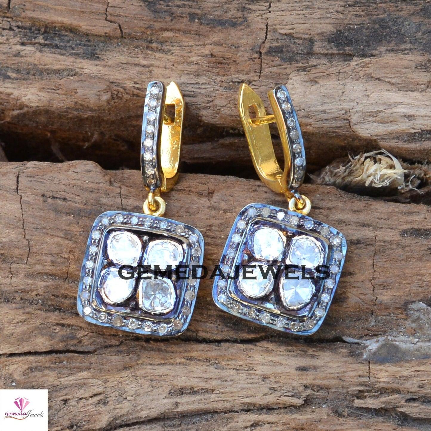 Polki Diamond Earrings, Silver Diamond Dangle Earring, Victorian Earrings Jewelry, 925 Silver Earrings, Gold Filled Jewelry, Gift For Her