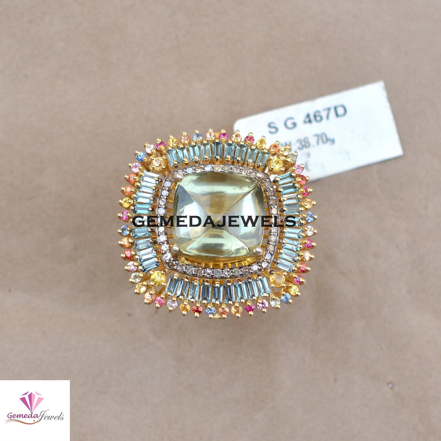 Multi Color Gemstone Jewelry Set, Green Gemstone Jewelry, Pave Diamond Jewelry Sets, 925 Silver Ring Earrings Set, 14k Gold Plated Jewelry