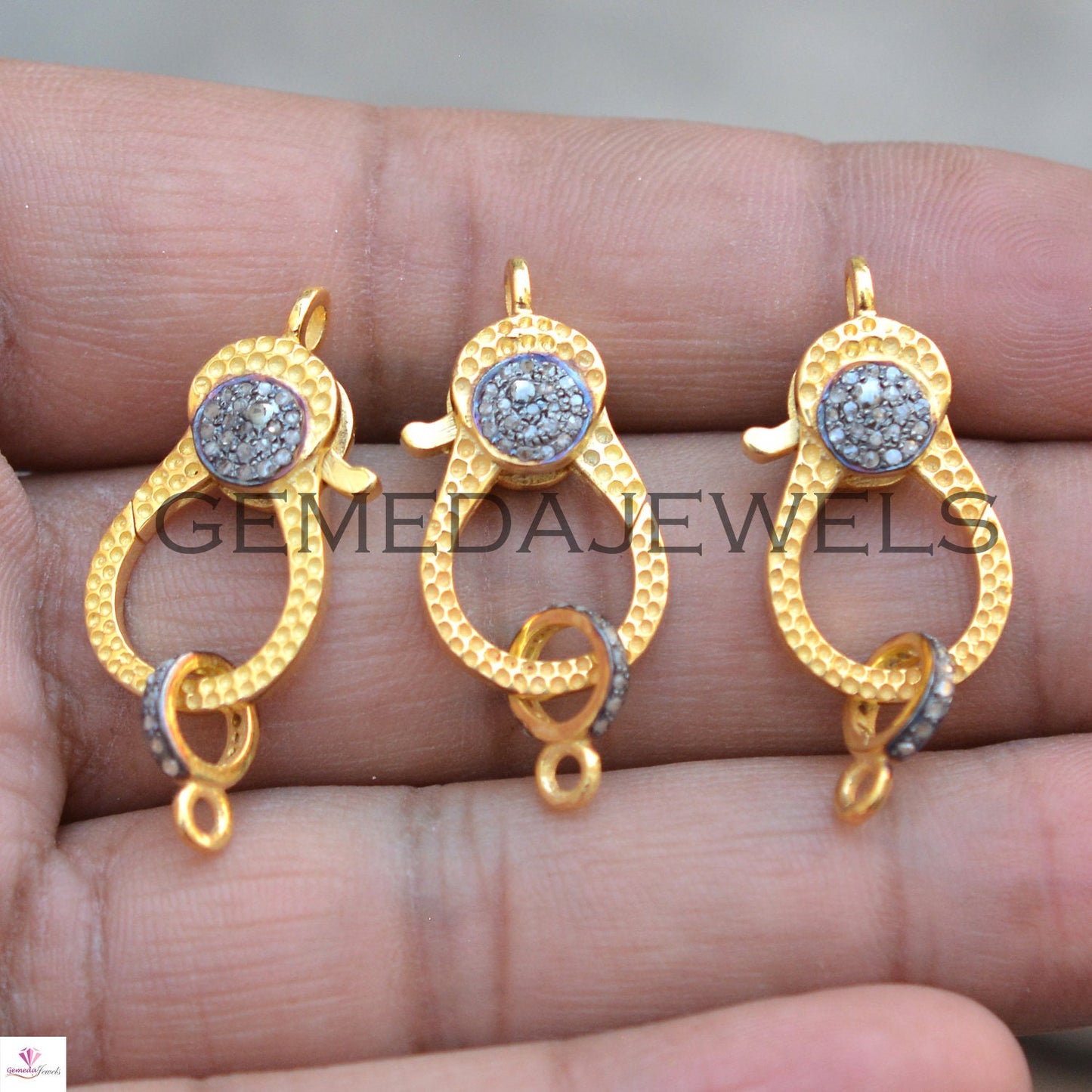 Sale! Pave Diamond Clasp Lock, 925 Silver Jewelry, Gold Vermeil Lock, Diamond Finding Lock, Diamond Silver Lobster Lock, Jewelry Accessories