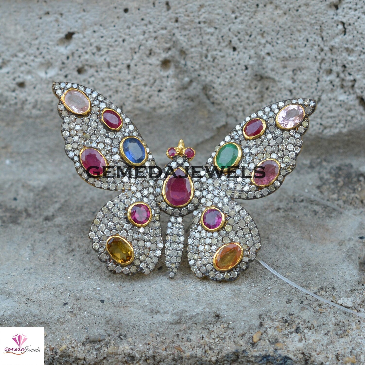 Multi Gemstone Ring, Diamond Butterfly Ring, Gemstone Butterfly Ring, 925 Silver Jewelry, Gold Vermeil Ring, Pave Diamond Jewelry, Wedding