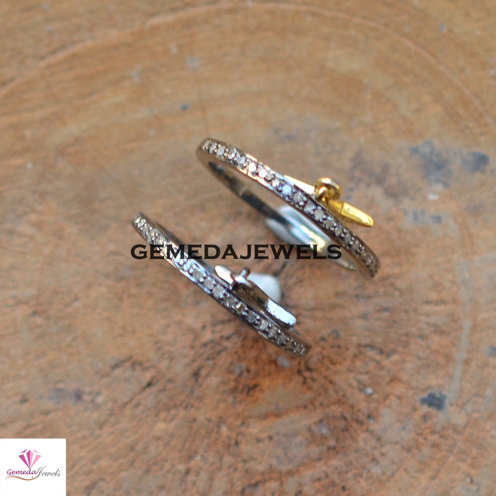 Pave Diamond Band Ring, Star Connector Band Ring, Gold Plated Star Jewelry, Rhodium Plated Star Ring, 925 Silver Jewelry, Minimalist Jewelry