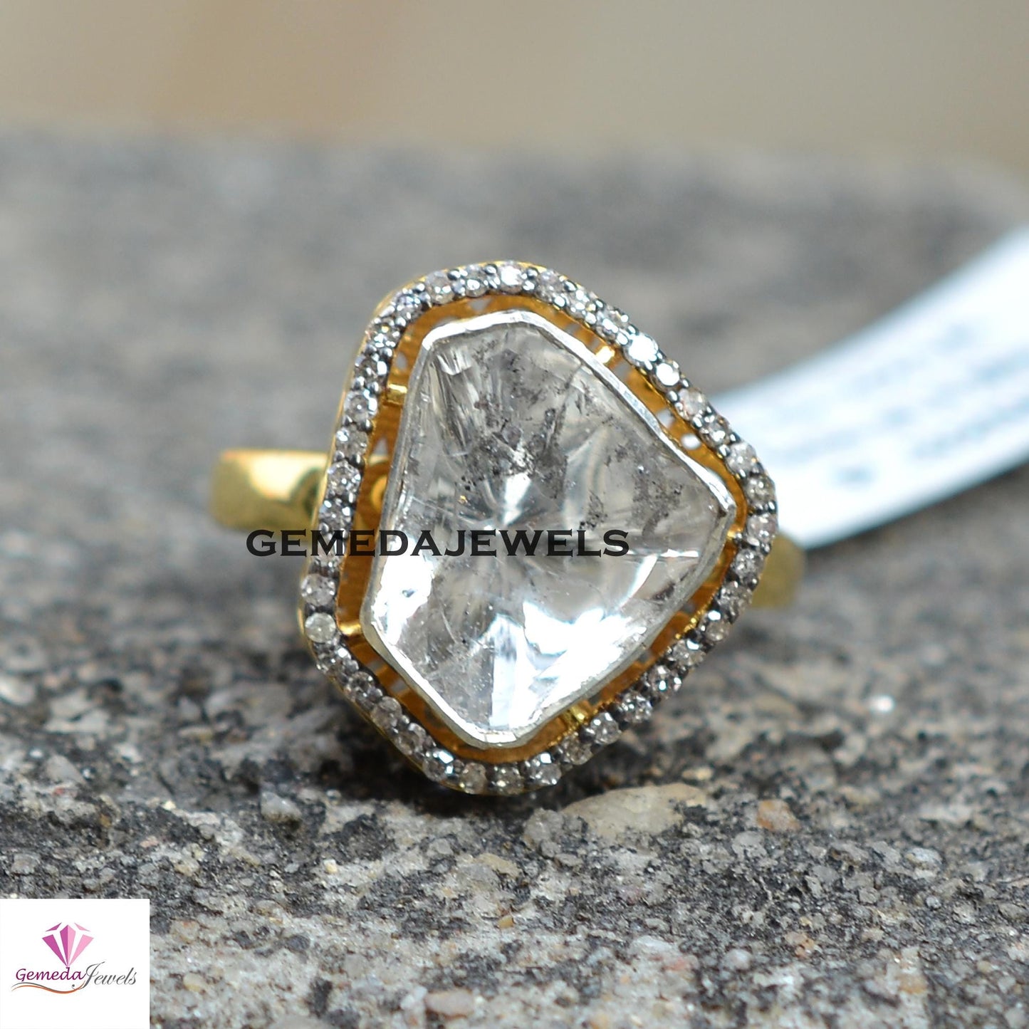 Sale! Polki Diamond Ring, 14k Gold Plated Ring Jewelry, 925 Sterling Silver Jewelry, Pave Diamond Ring, Wedding Jewelry, Valentine's Gift